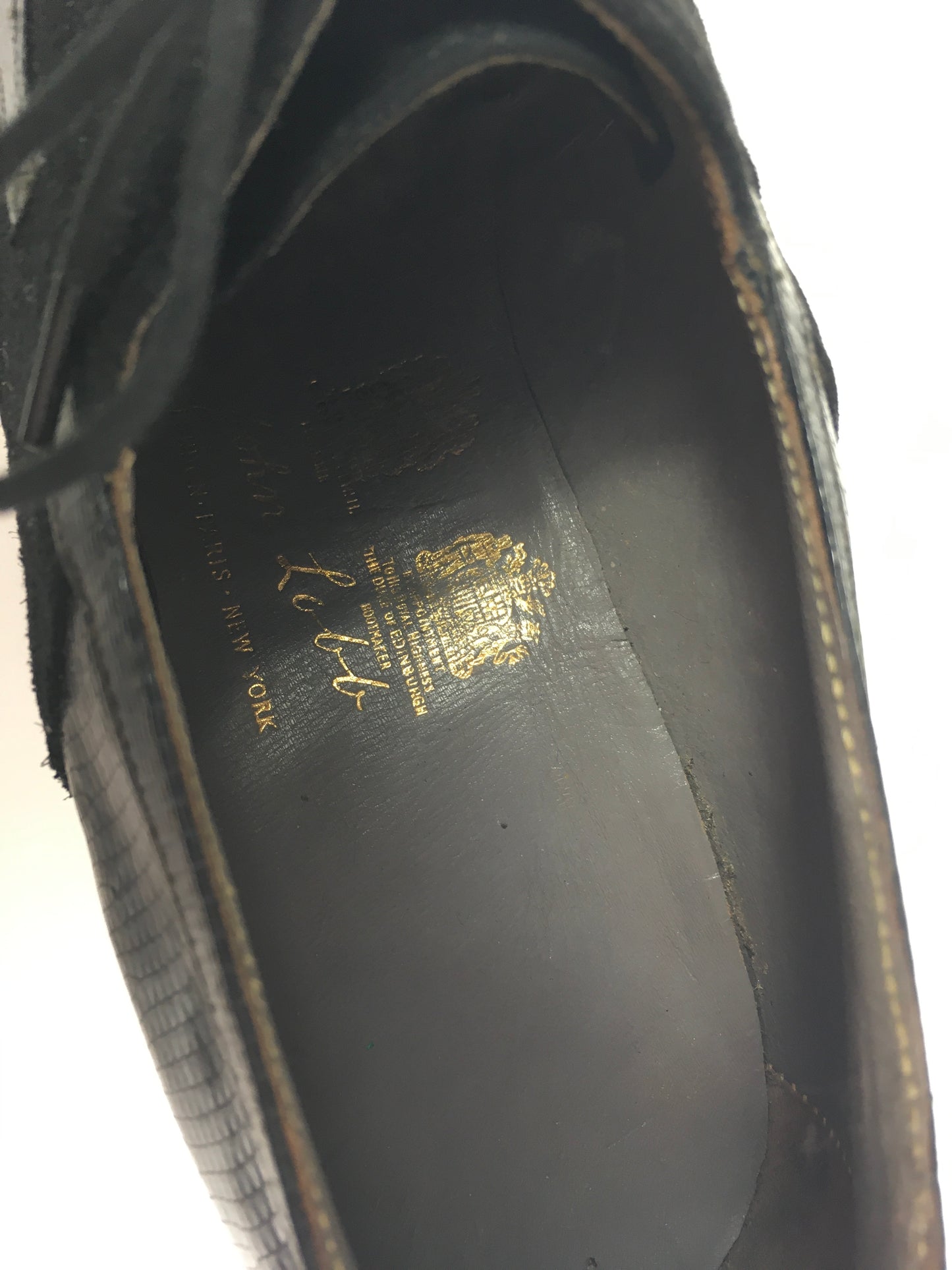 Original 1940’s Black Suede & Leather Heeled Brogues - Stunning Detailing And Shape