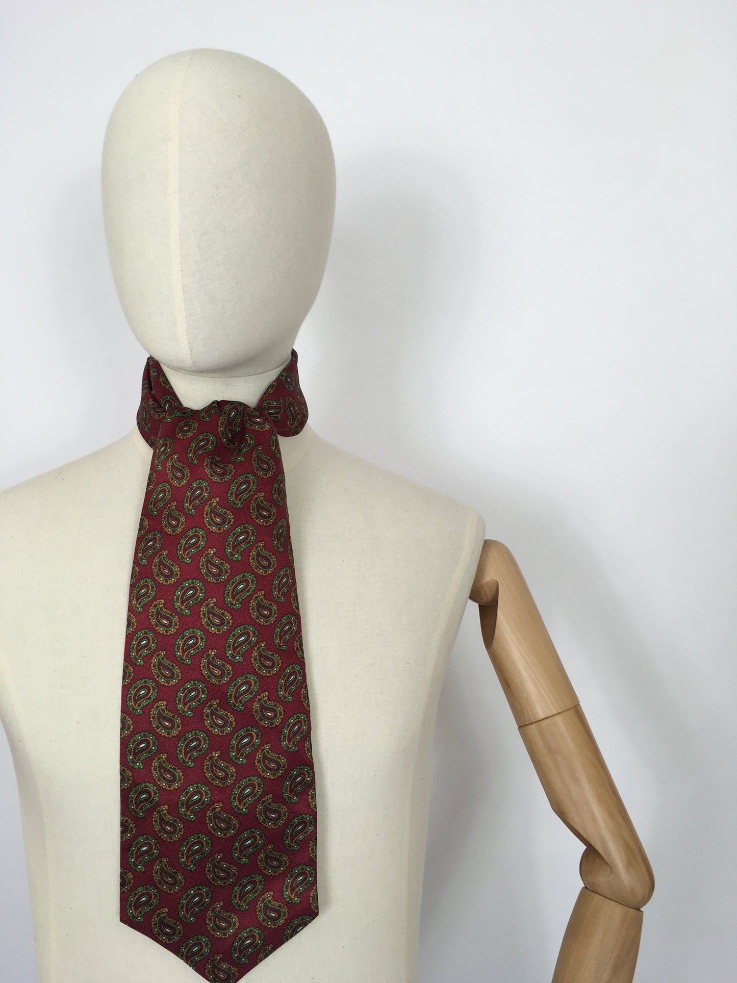 Original Men’s Cravat - In a Lovely Burgundy, Orange and Green Paisley