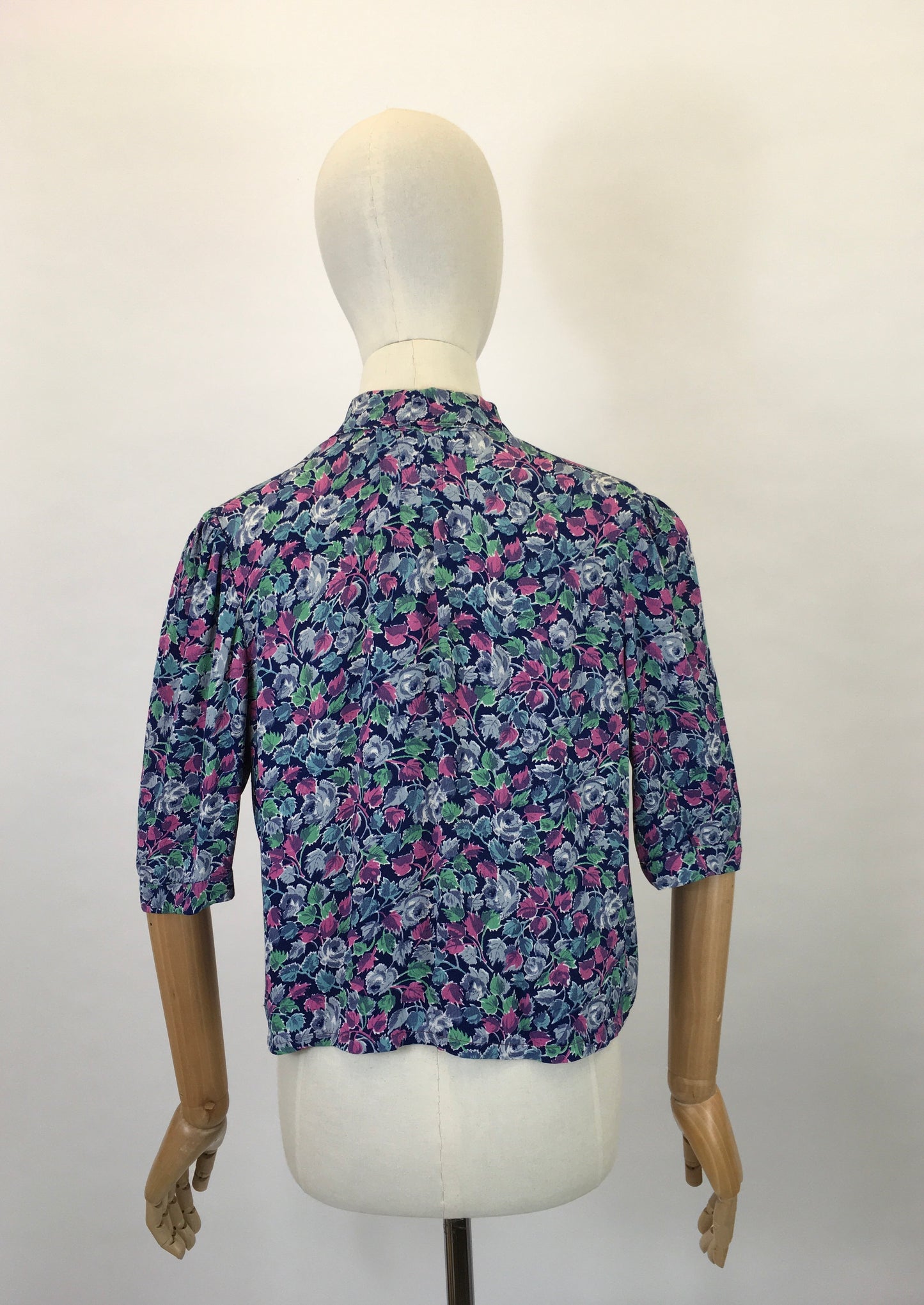 Original 1940’s Beautiful Crepe Over Jacket / Blouse - In A Warm Frosted Berry Colour Pallet