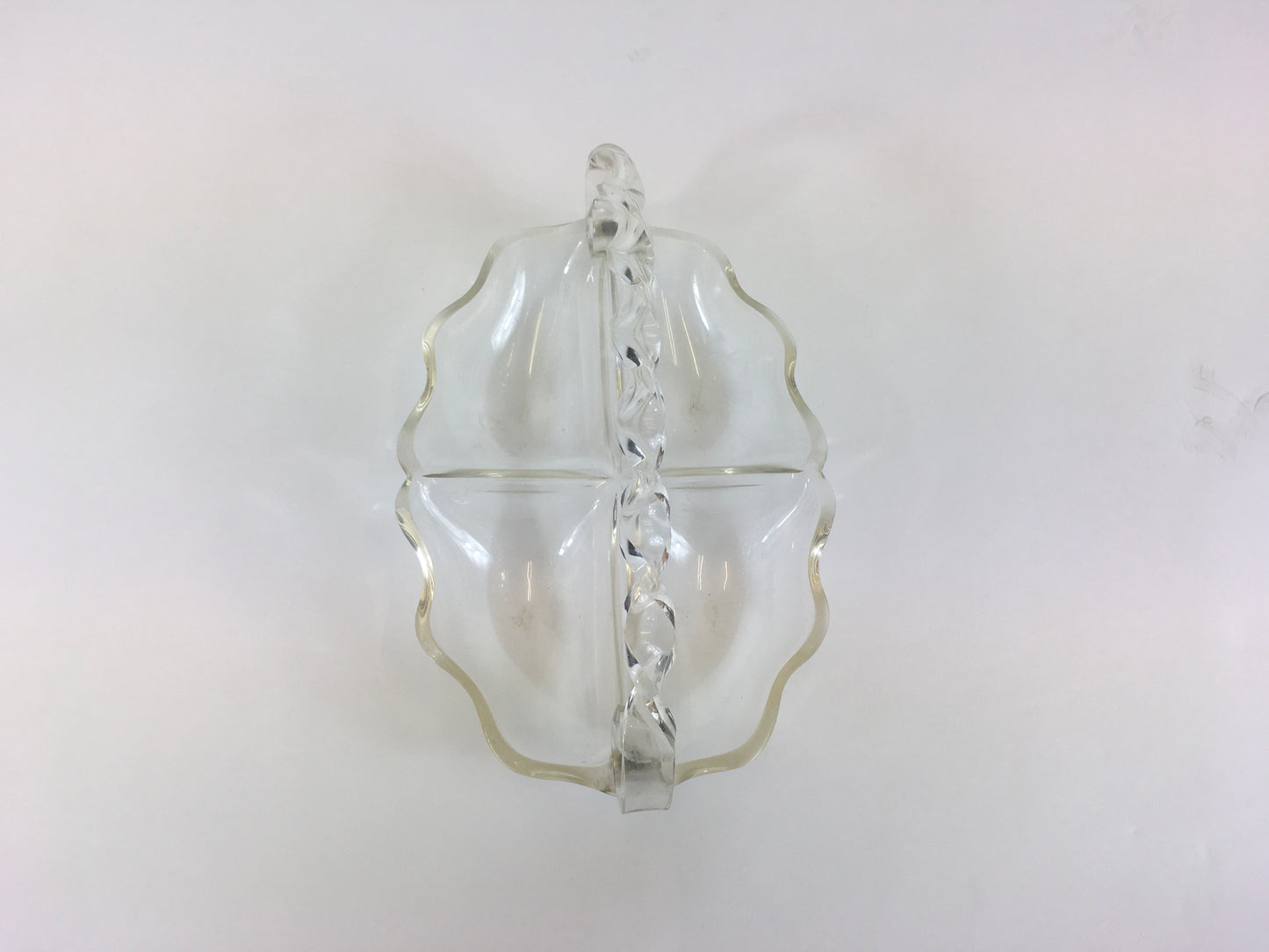Original 1950’s Clear Lucite Compartment Tray - With Twisted Handle