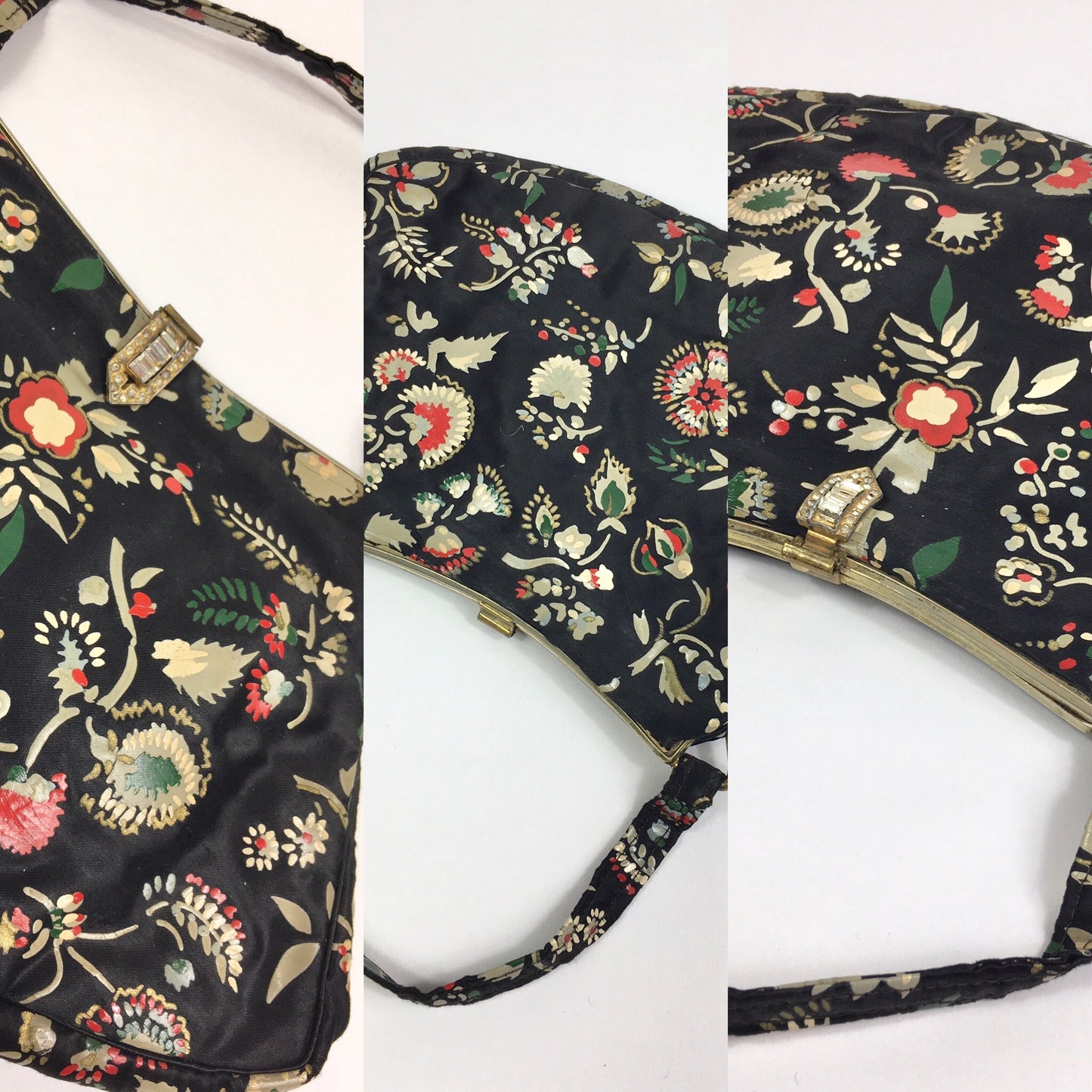 Original 1930’s Exquisite  Evening Bag - In The Most Beautiful Handpainted Delicate Floral