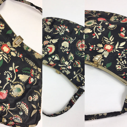 Original 1930’s Exquisite  Evening Bag - In The Most Beautiful Handpainted Delicate Floral