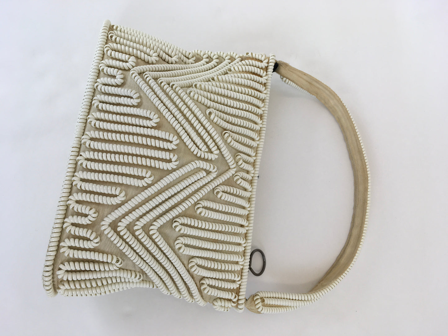 Original 1940’s Telephone Cord Handbag - In White