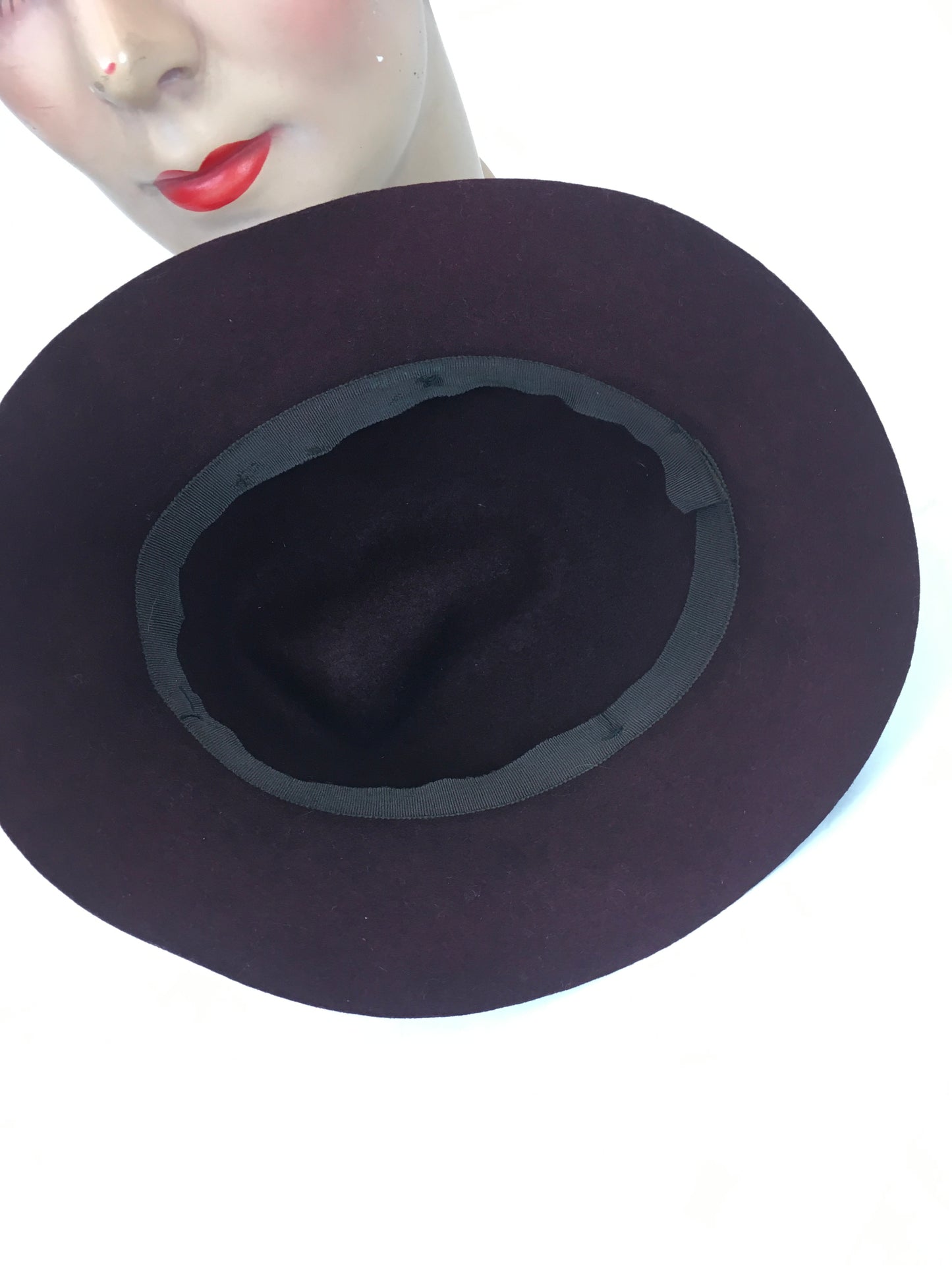 Original 1930's Fabulous Fedora Tilt Hat - In A Warm Winter Berry