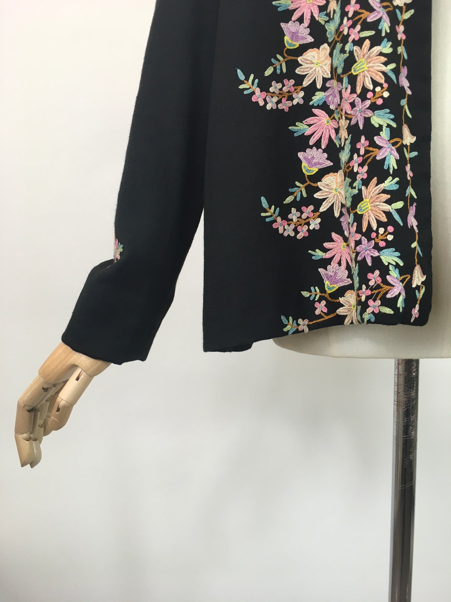 Original Late 1930's Early 1940's Edge to Edge Jacket - With Exquisite Embroidery Detailing in Pastels