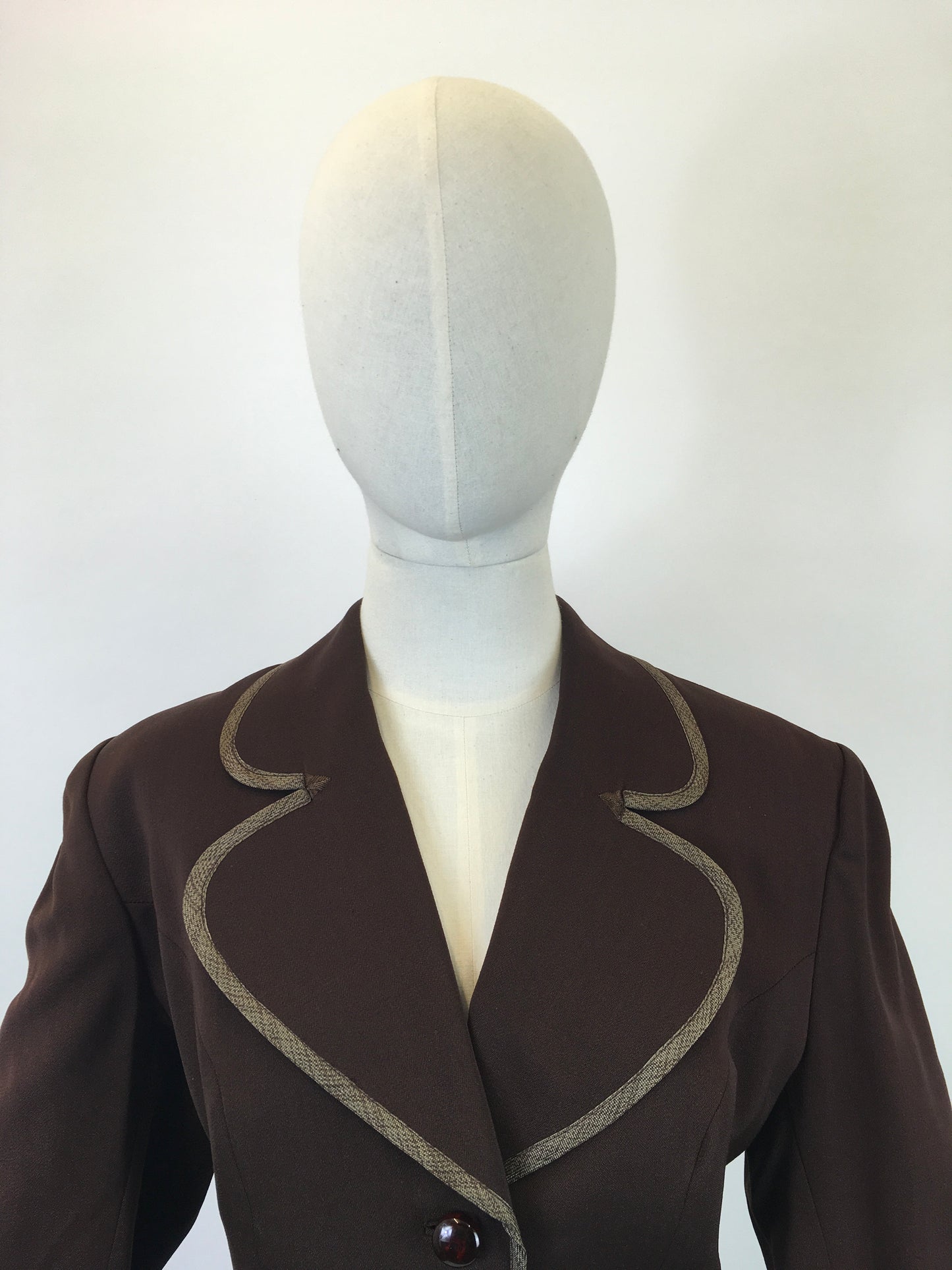 Original Sensational 1940’s American 2pc Suit by ‘ Betty Hill, California’ - In Rich Chocolate Brown with Stunning Details