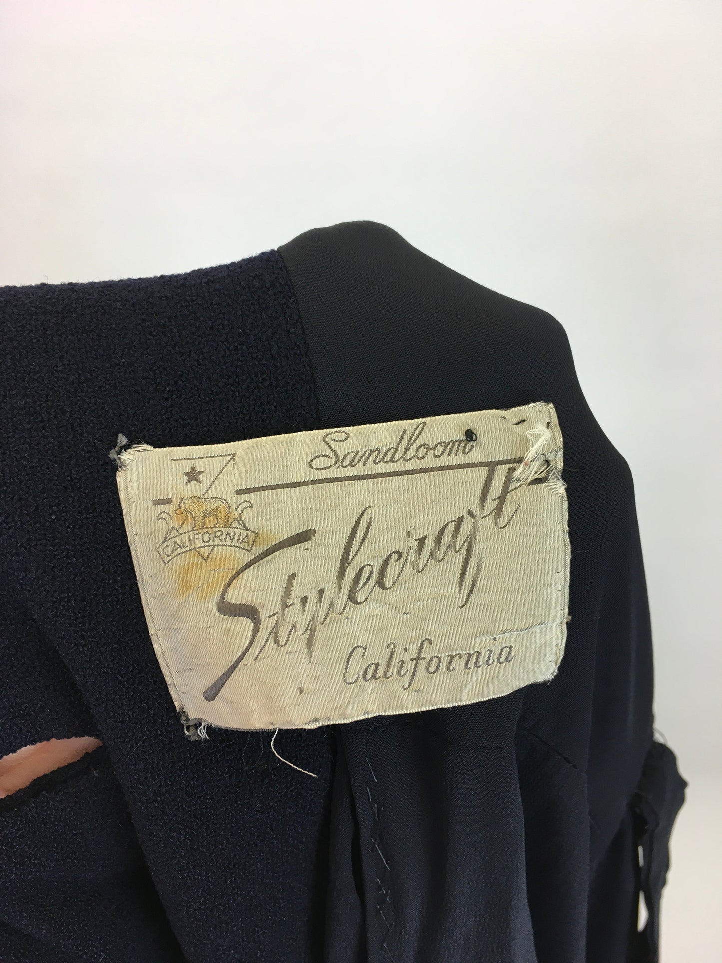 Original 1930’s Darling Navy Wool Crepe Coat - With Stunning Trapunto Detailing