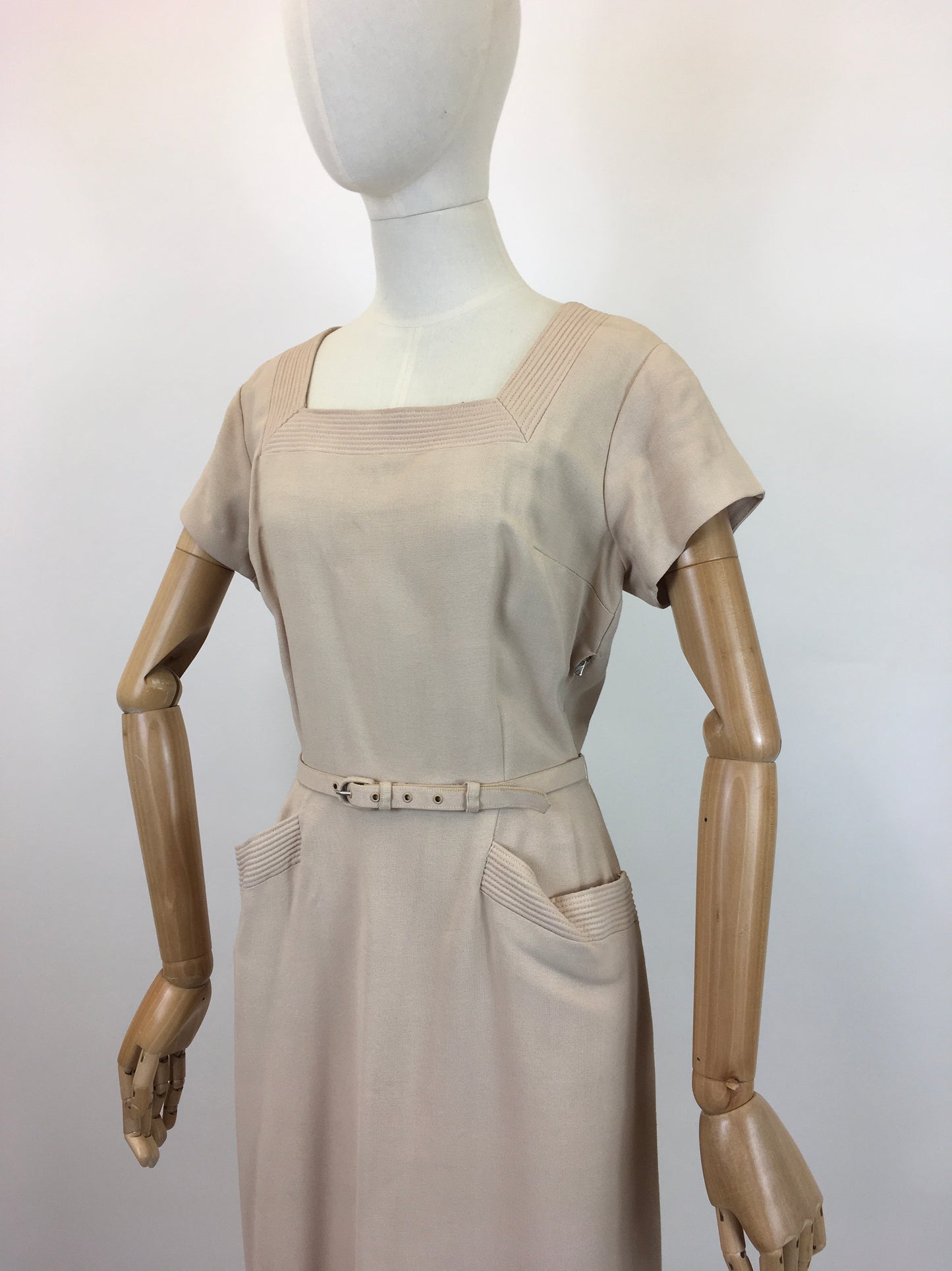Original 1950’s Stunning ‘ Peggy Page’ Dress and Coat set - In Soft Sand Moygoshal Linen