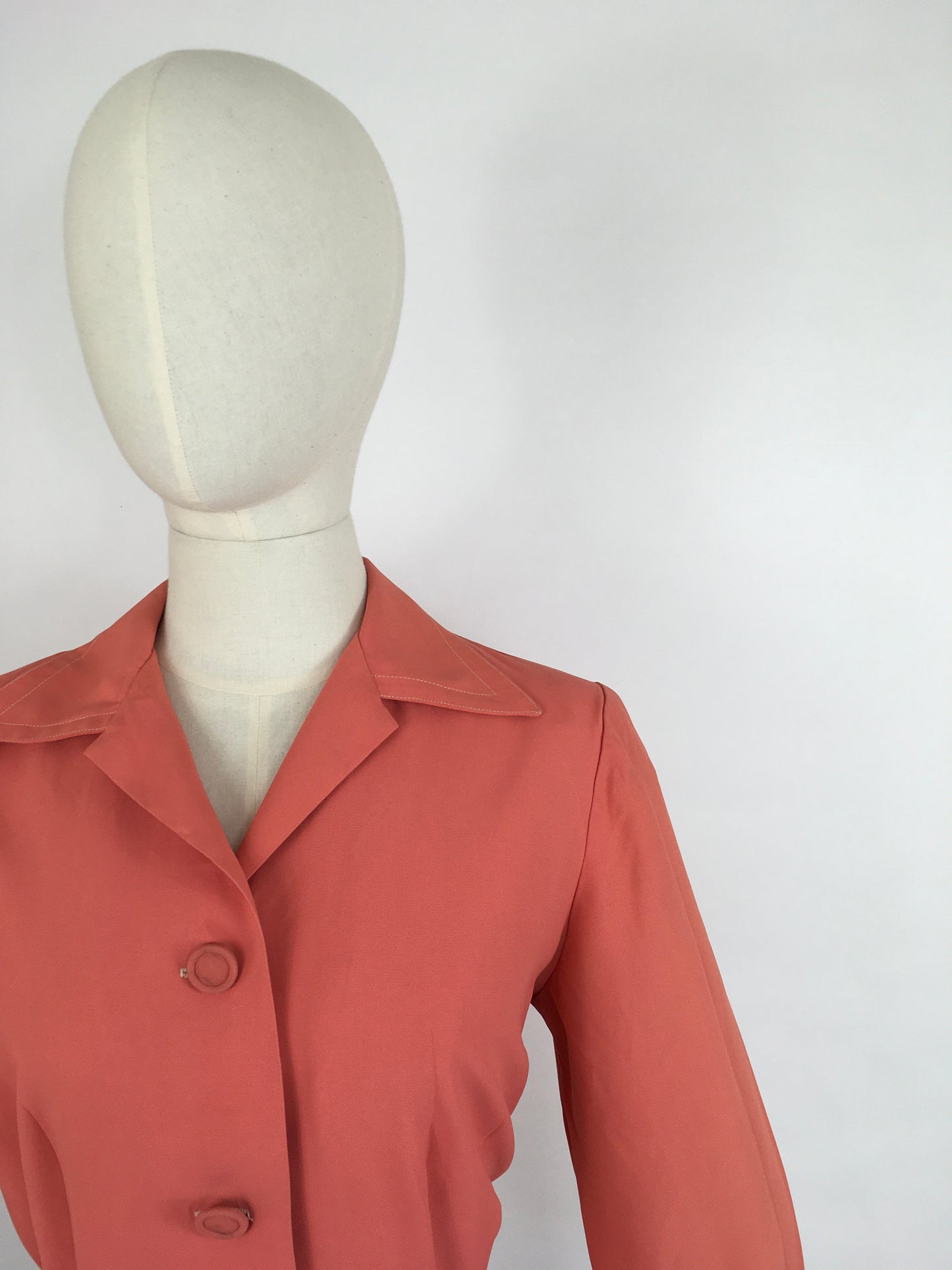 Original 1940s  Summer Jacket With Back Belt Detailing  - In A Fabulous Coral Colour ‘ A Bobby Ann Original’