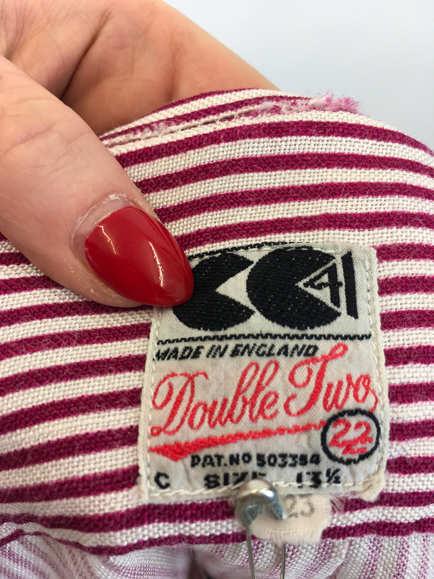 Original 1940's Stunning Utility CC41 Blouse - In Maroon & White Stripe