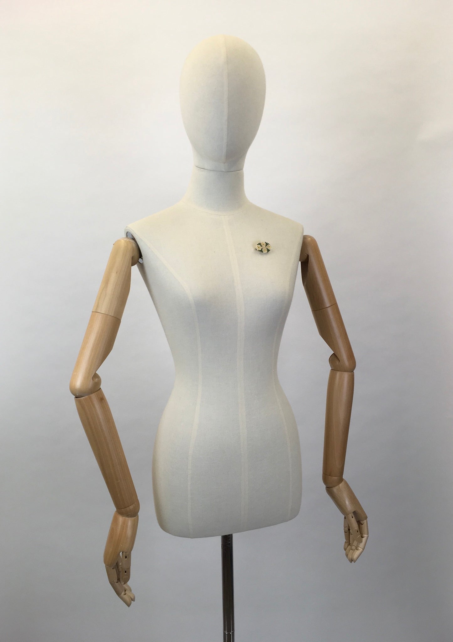 Original 1940s Celluloid Floral Brooch - In Soft White and Green