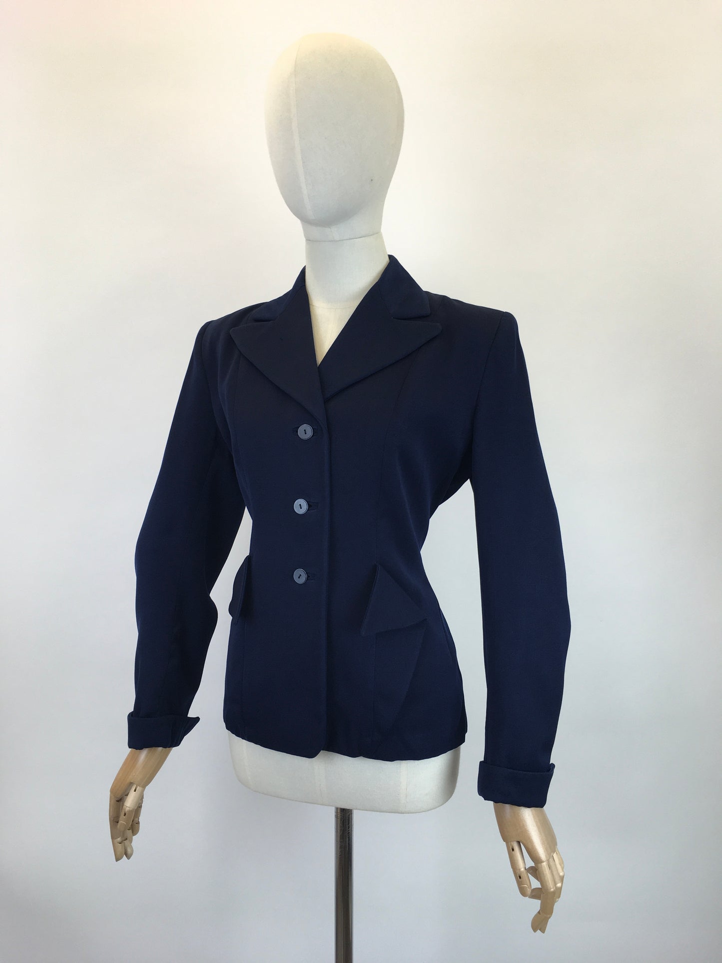 Original 1940’s Beautiful Navy Jacket - With A Classic 1940’s Silhouette and Details
