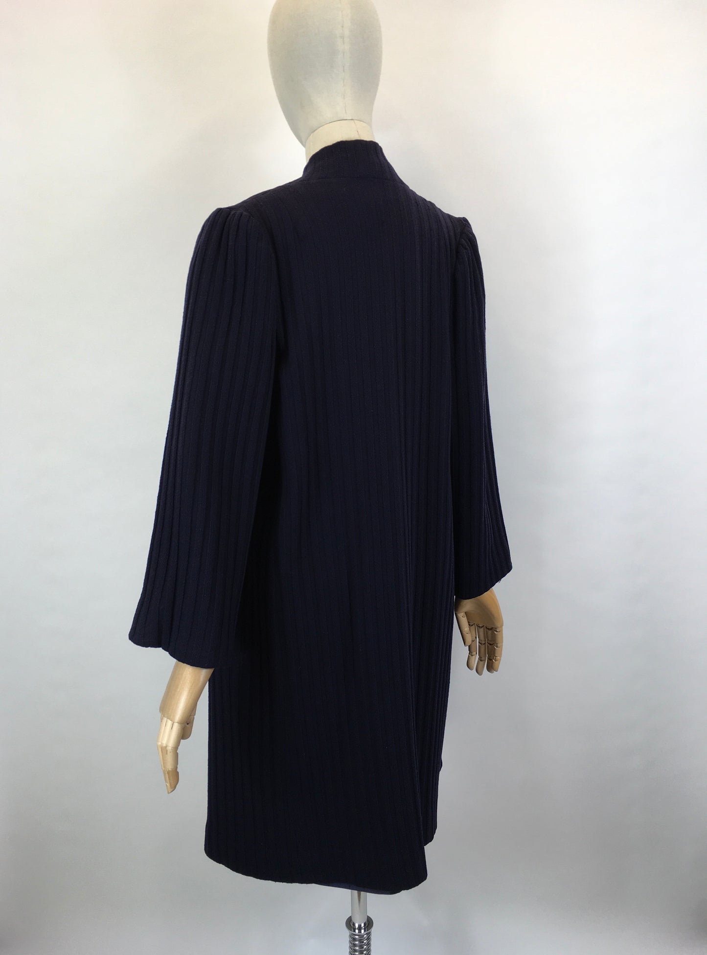 Original Mid to Late 1930’s Navy Edge to Edge Coat - In A Beautiful Woollen Textured Crepe