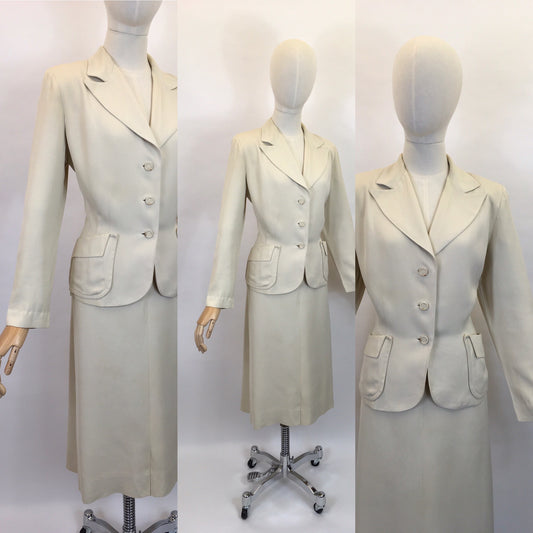 Original 1940’s STUNNING Cream 2pc Suit - With Exquisite Iconic 40’s Tailoring