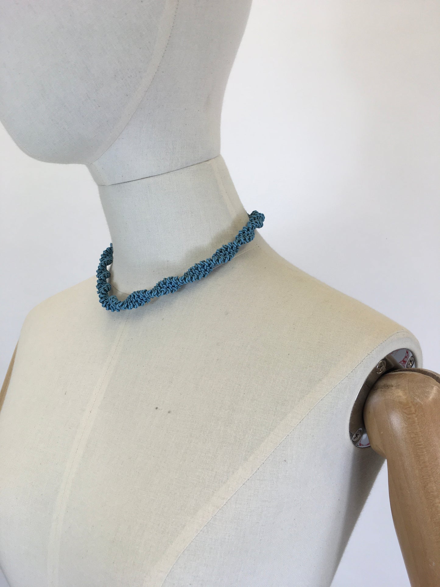 Original Late 1940’s Early 1950’s ‘ Scoobie Necklace - In a Soft Teal Telephone Wire
