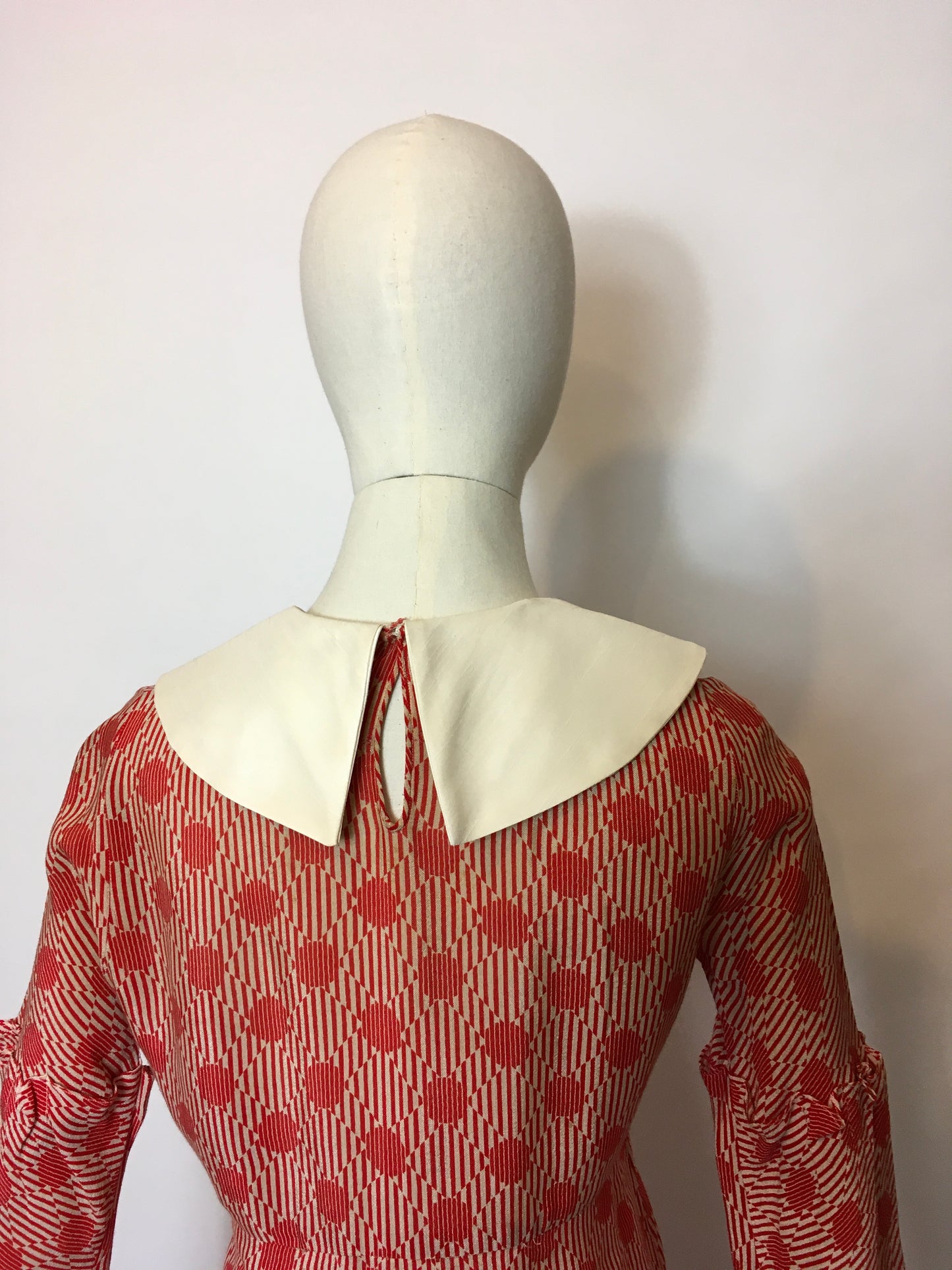 Original 1930’s Stunning Geometric Print Day Dress - Festival of Vintage Fashion Show Exclusive