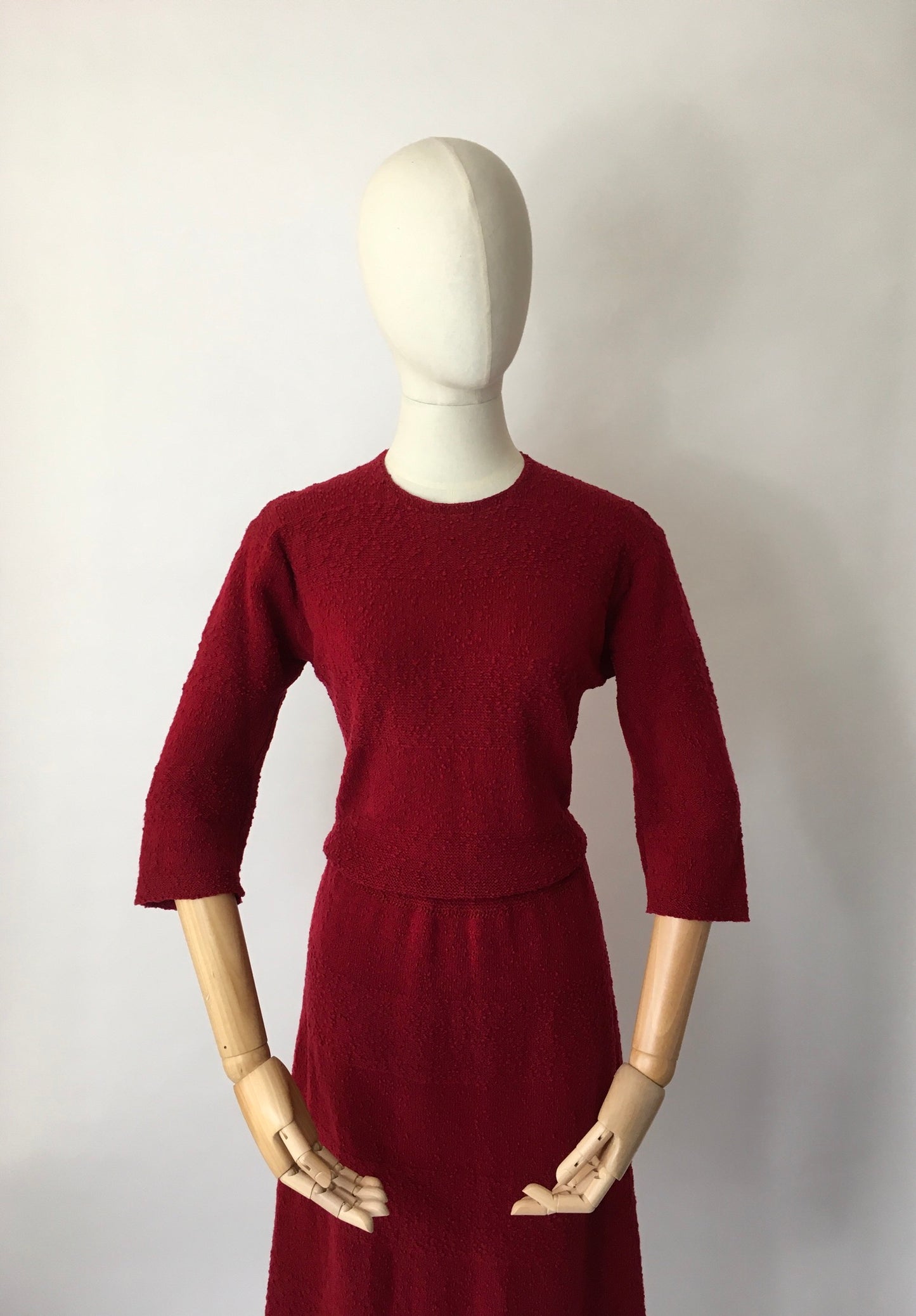 Original 1940’s Knitted Dress - In a Beautiful Raspberry Red Colour