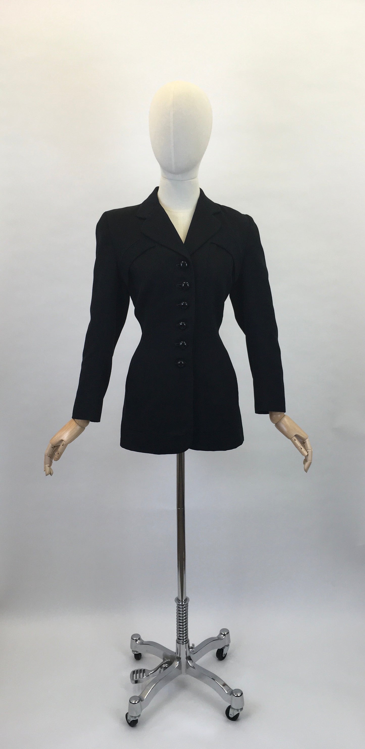 Original 1940s Black Longline Jacket - With a ‘ Vogue Original ‘ Label
