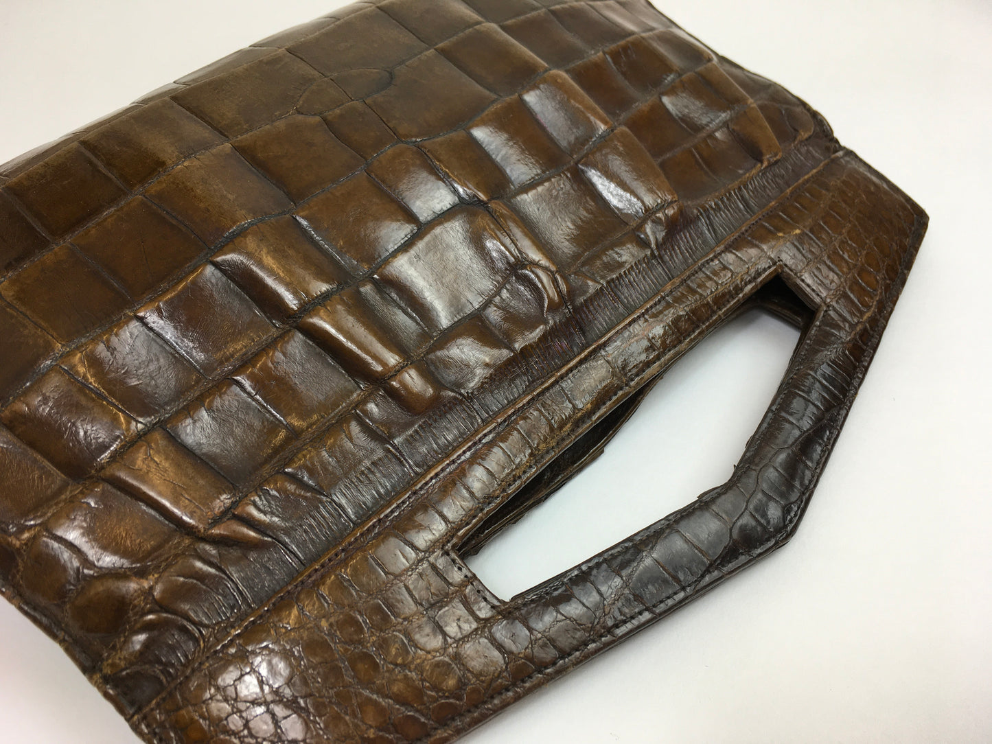 Original Late 1930’s early 1940’s Crocodile Skin Handbag - In A Lovely Warm Brown