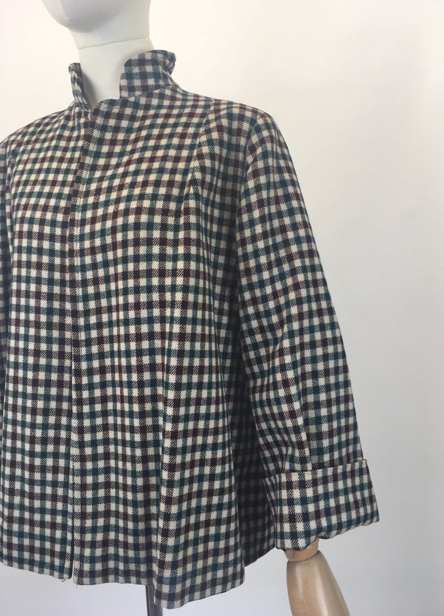 Original 1940's Fabulous Wool Swing Jacket - In Warming Brown and Forest Green