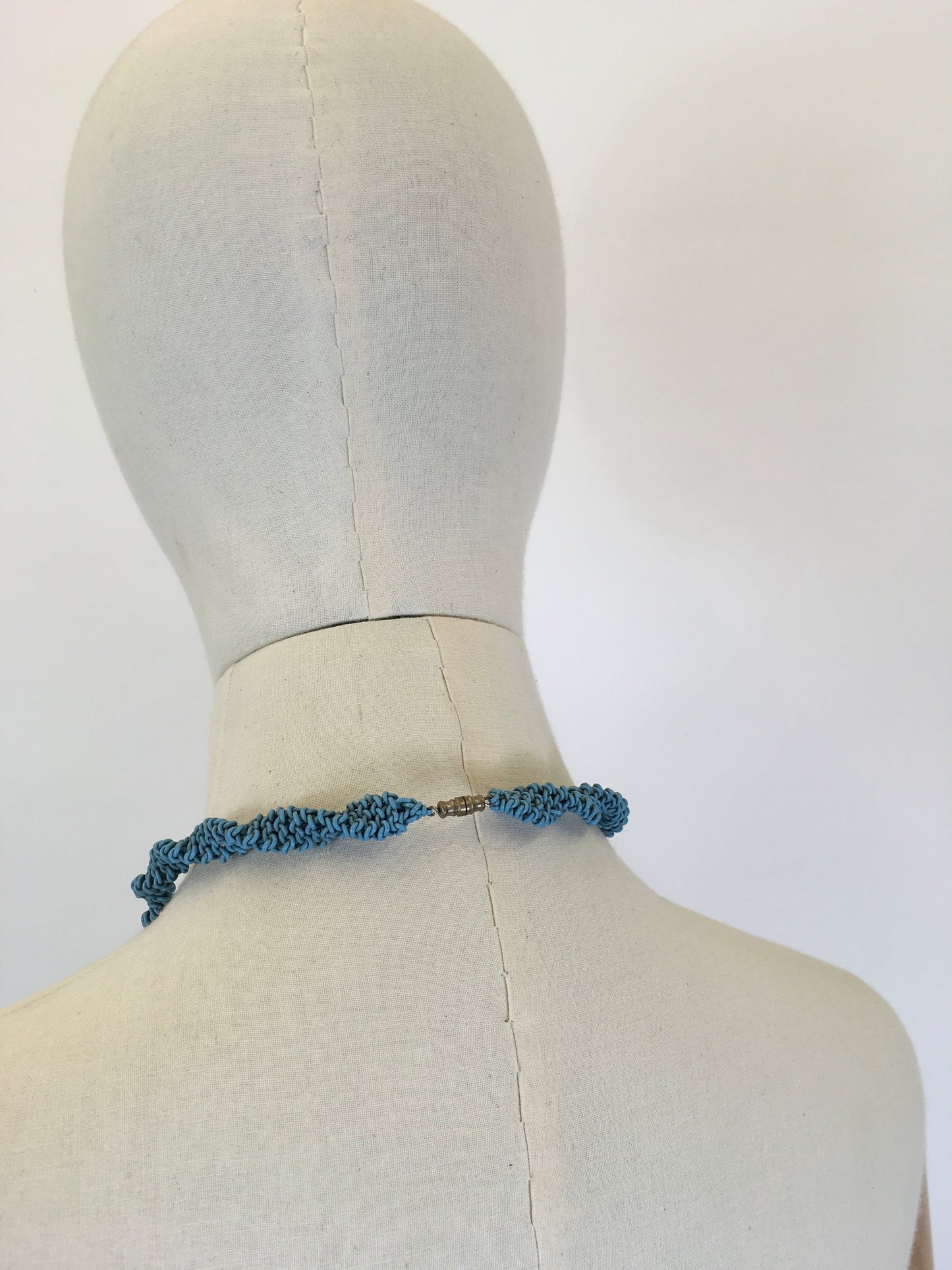 Original Late 1940’s Early 1950’s ‘ Scoobie Necklace - In a Soft Teal Telephone Wire