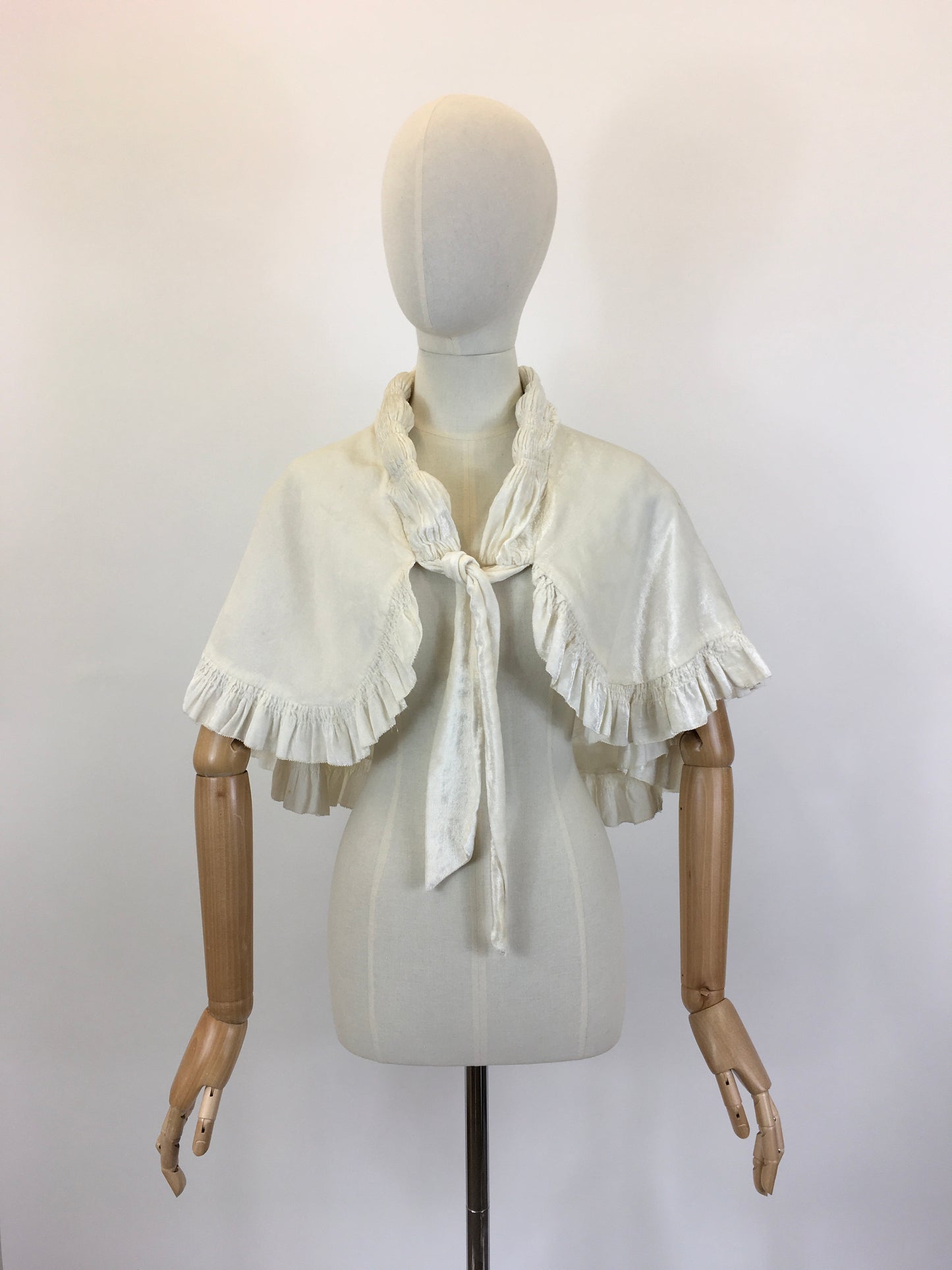 Original 1930’s Silk Velvet Caplet - In White With Exquisite Ruched Detailing