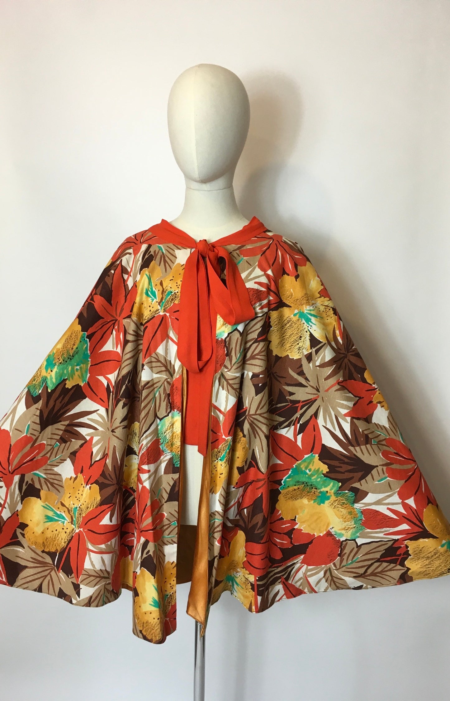 Original 1930s Floral Cape In Amazing Art Deco Colour Pallet - Festival of Vintage Fashion Show Exclusive