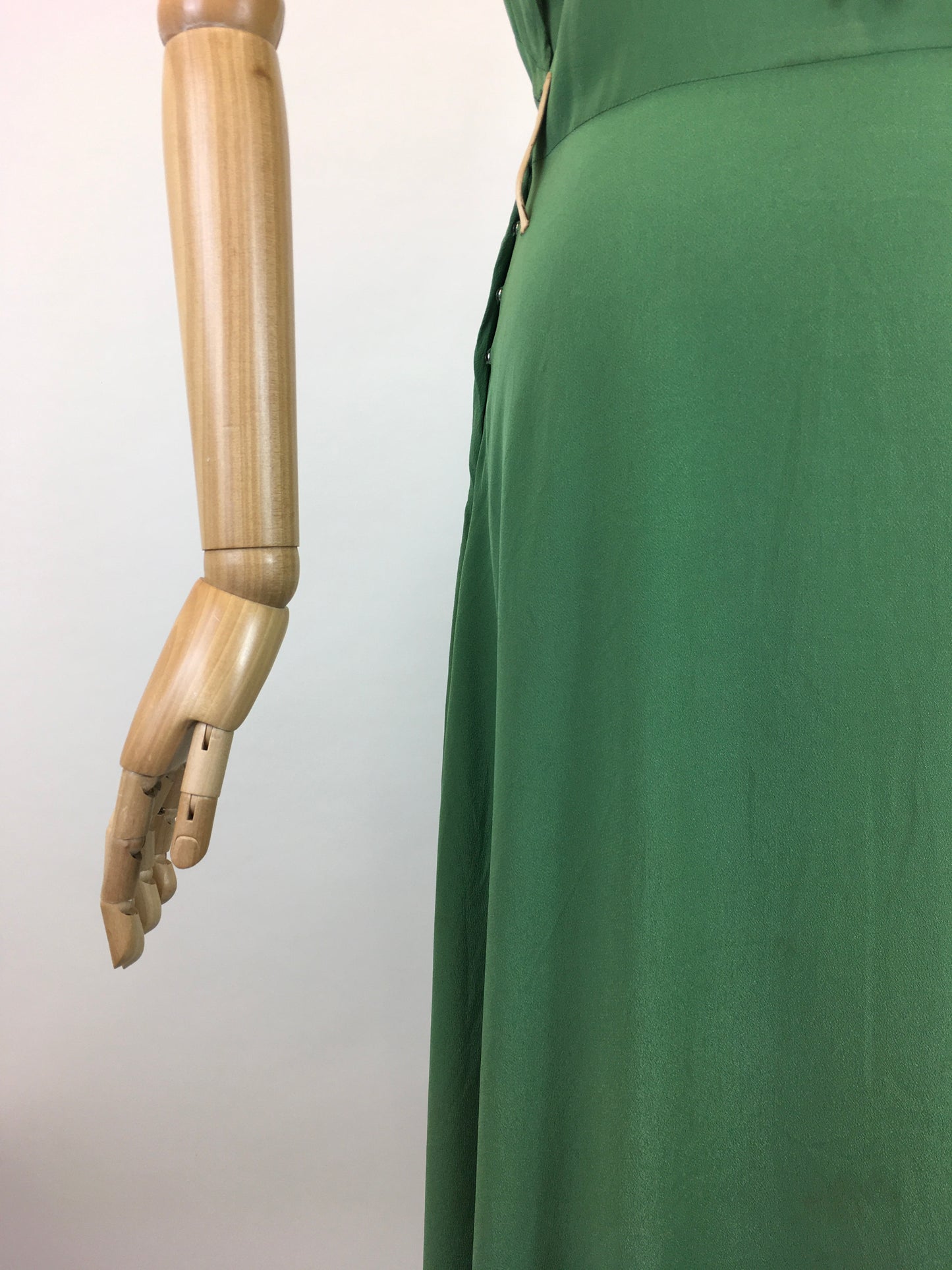 Original 1930's Darling Evening Dress - In Deco Green With Gold Trim