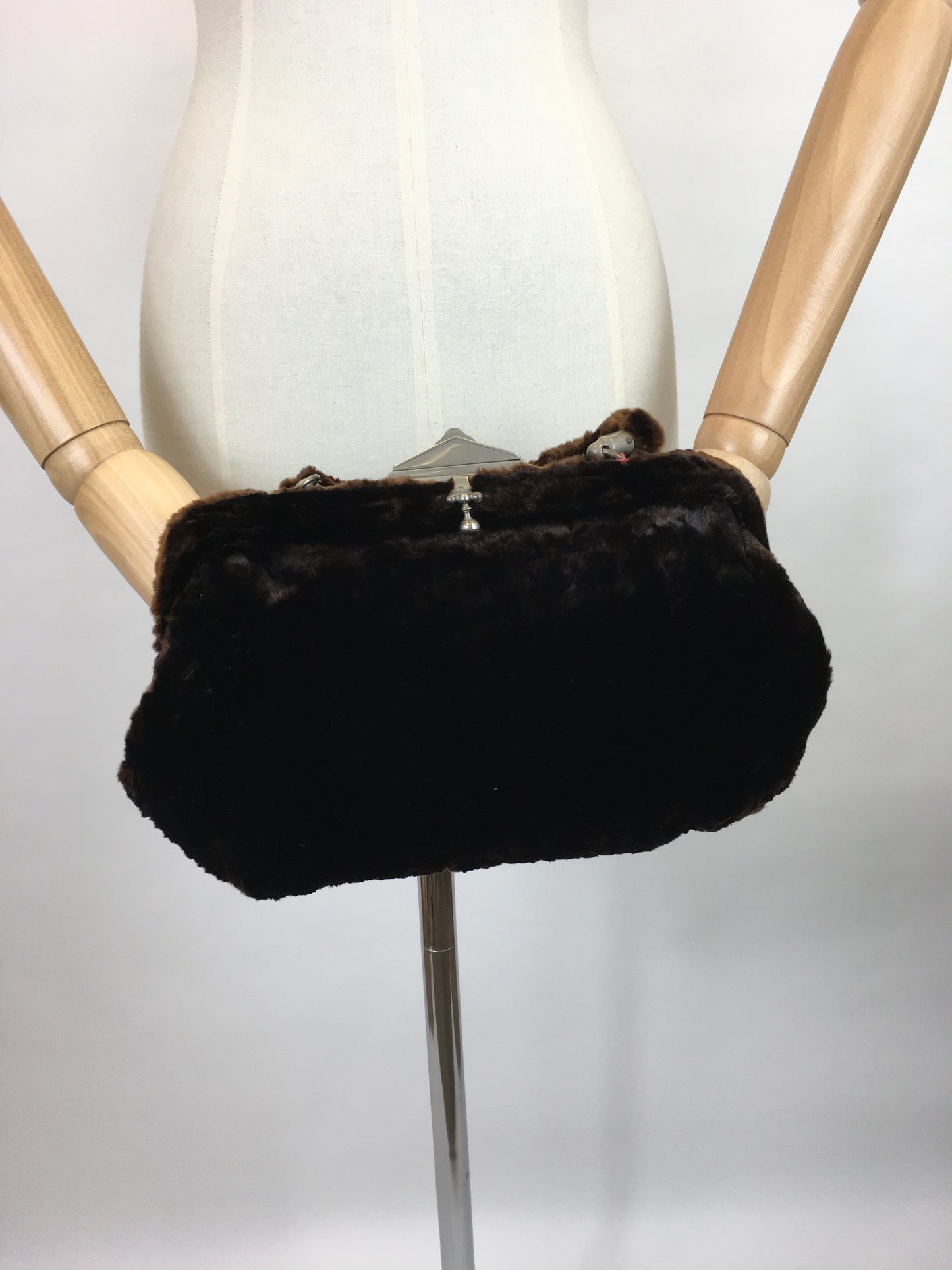 Original late 1920’s early 1930’s Moleskin Handbag and Muff - With A Fabulous Lock and Original Key