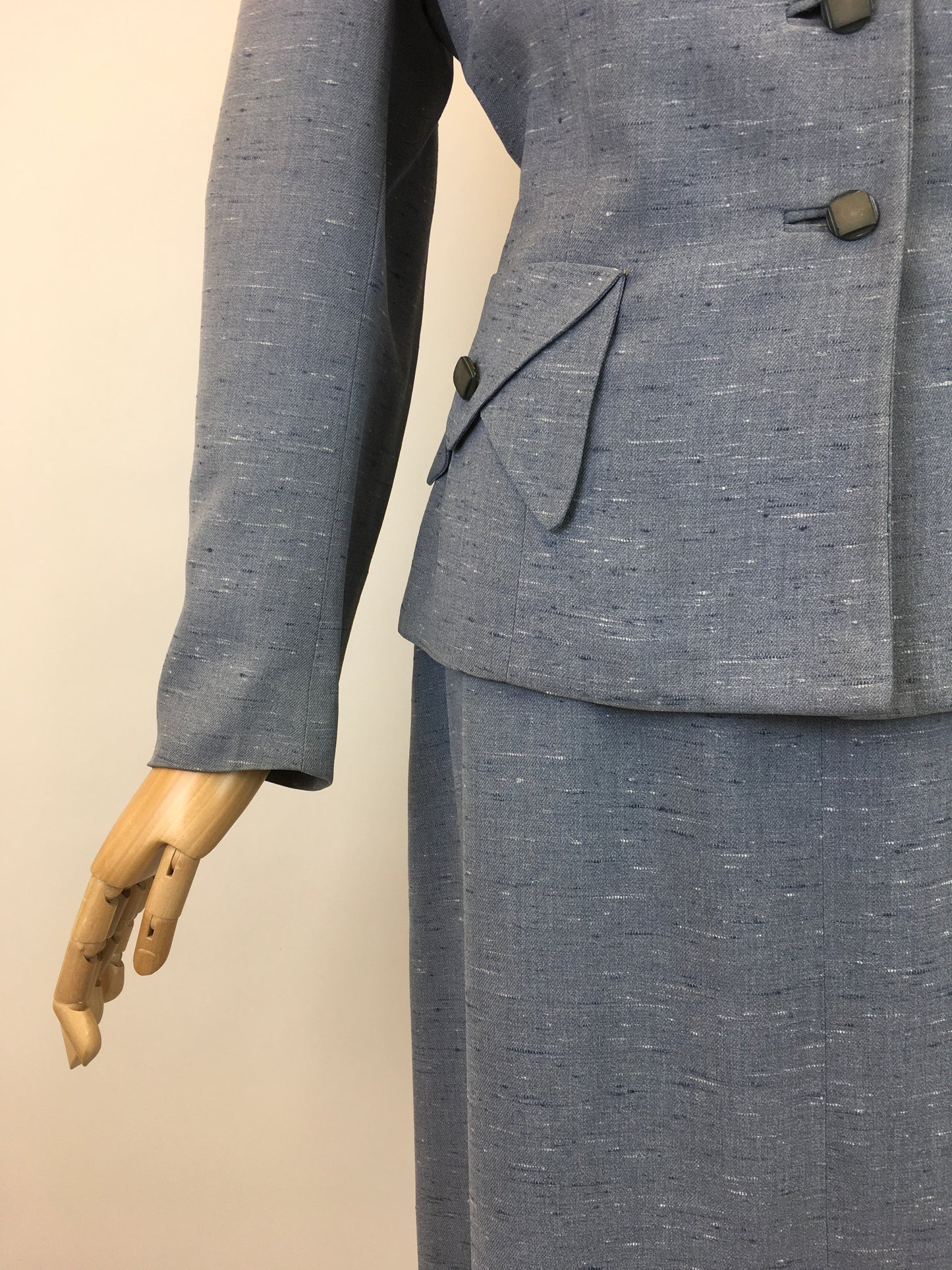 Original Late 1940’s early 1950’s Atomic Fleck 2pc Suit - In a Lovely Powdered Blue