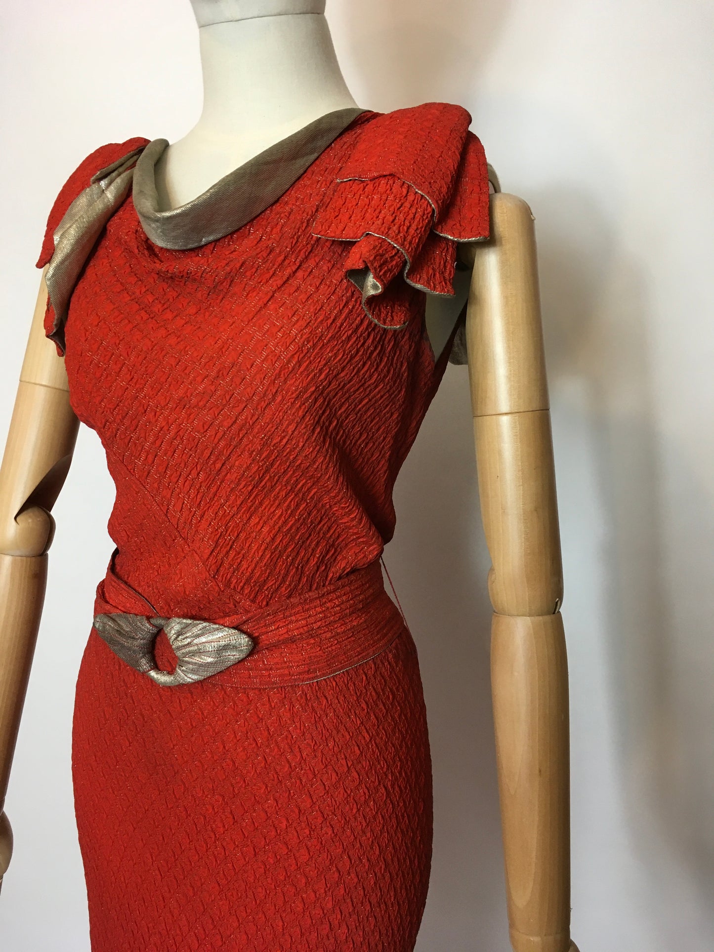 Original 1930’s Stunning Rust and Lame Bias Cut Gown - Festival of Vintage Fashion Show Exclusive