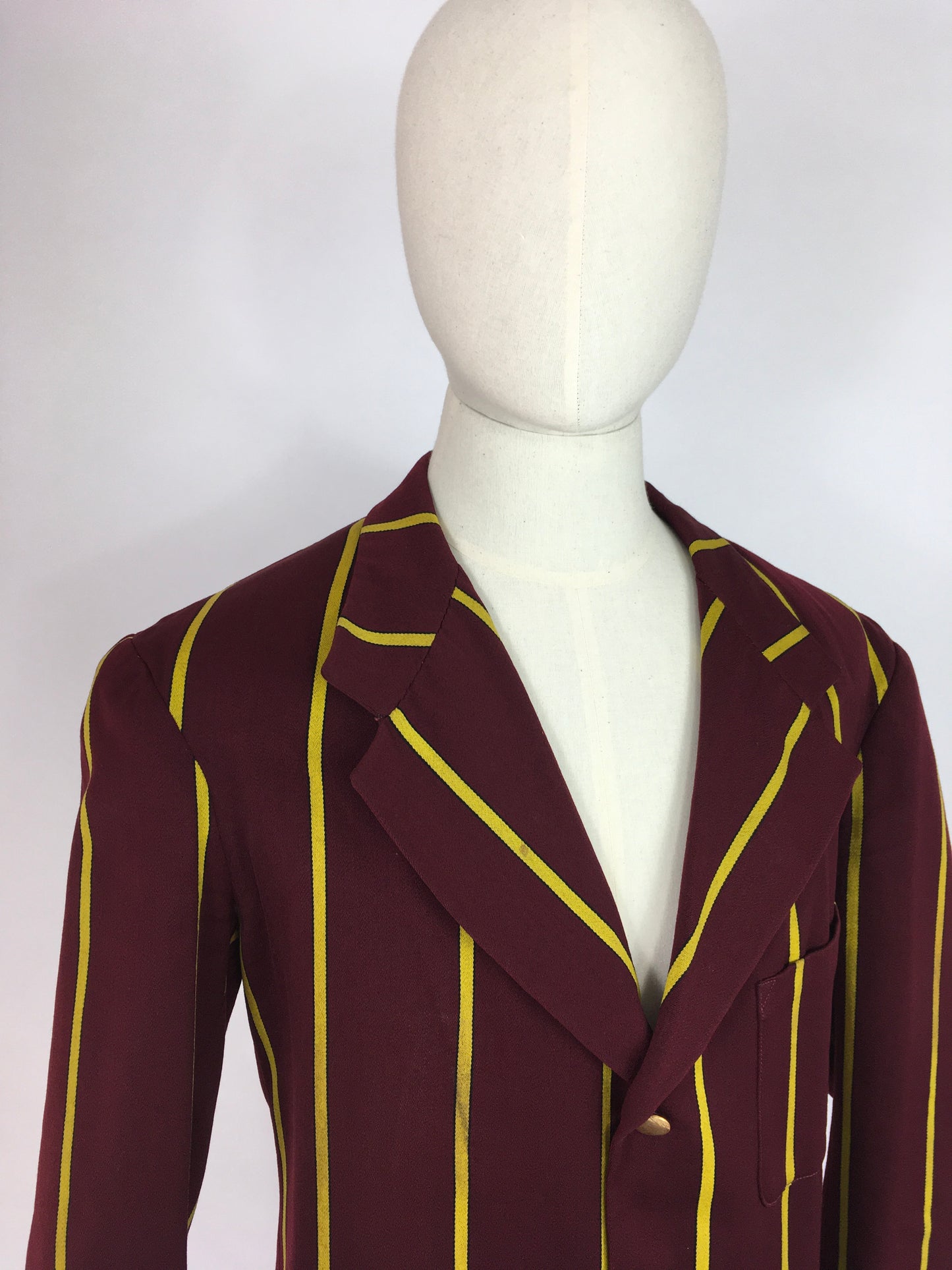 Original College Blazer By ‘ Ryder and Amies Cambridge’ - In a Lovely Burgundy and Yellow Stripe