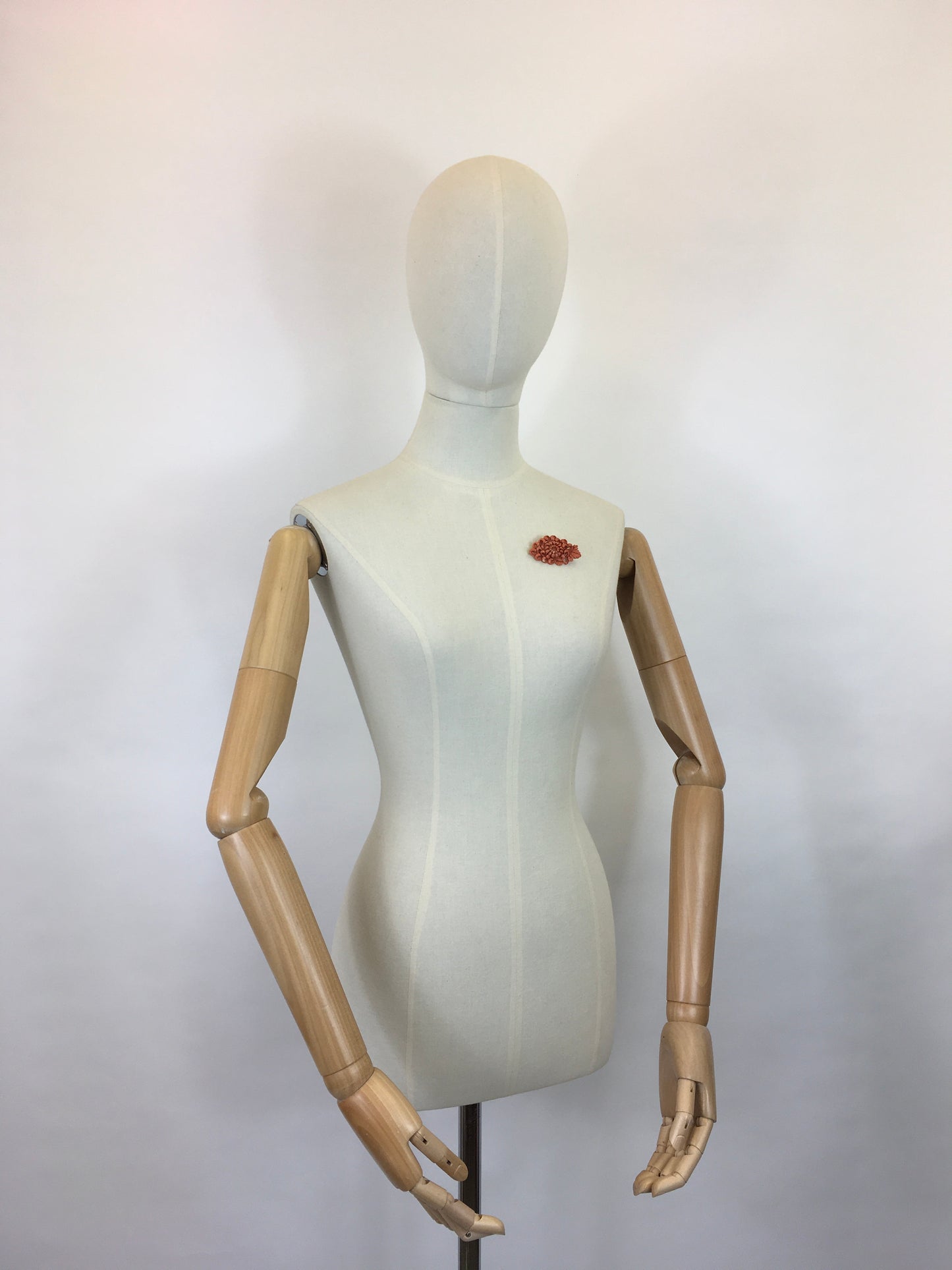 Original 1940s Floral Celluloid Brooch - In a Beautiful Coral Colour