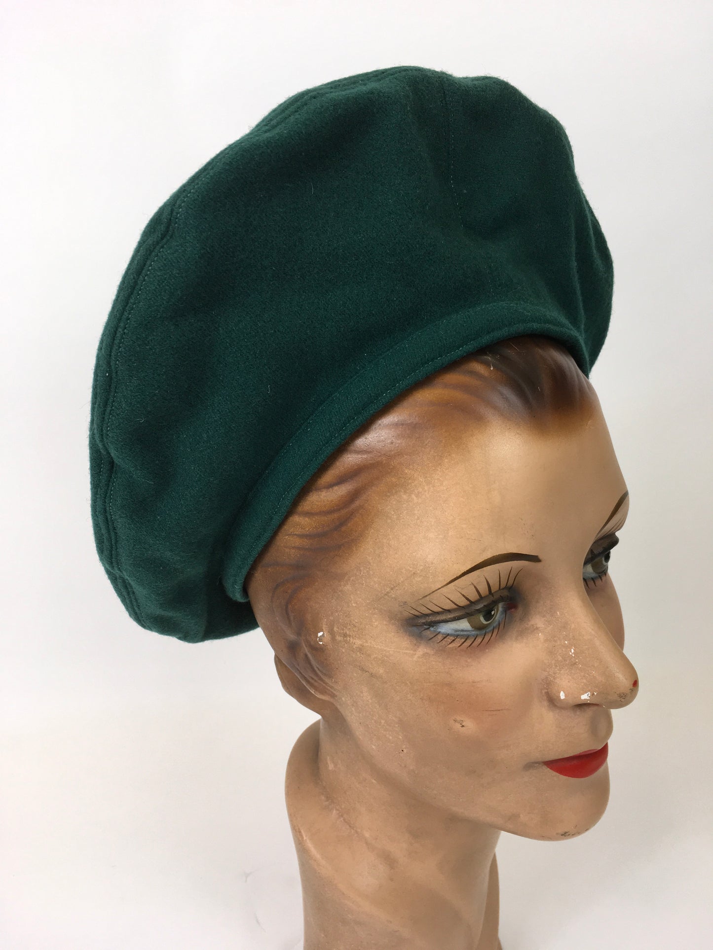 Original 1940’s Halo Beret - In A Stunning Forest Green Wool