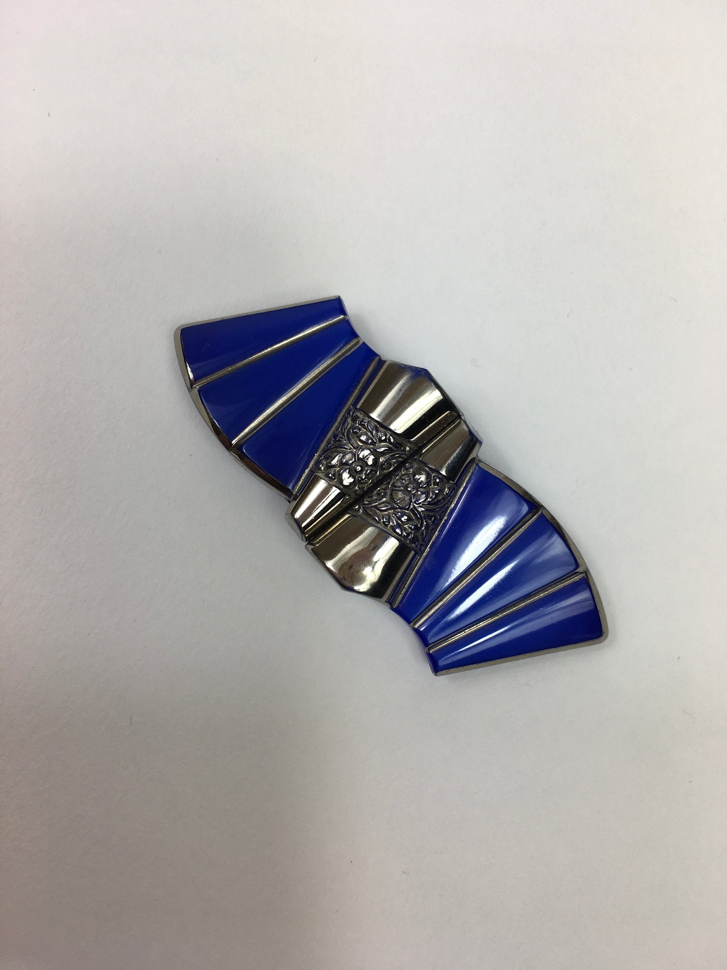 Original 1930’s Glass & Enamel Buckle - In a Beautiful Rich Blue with Deco Detailing