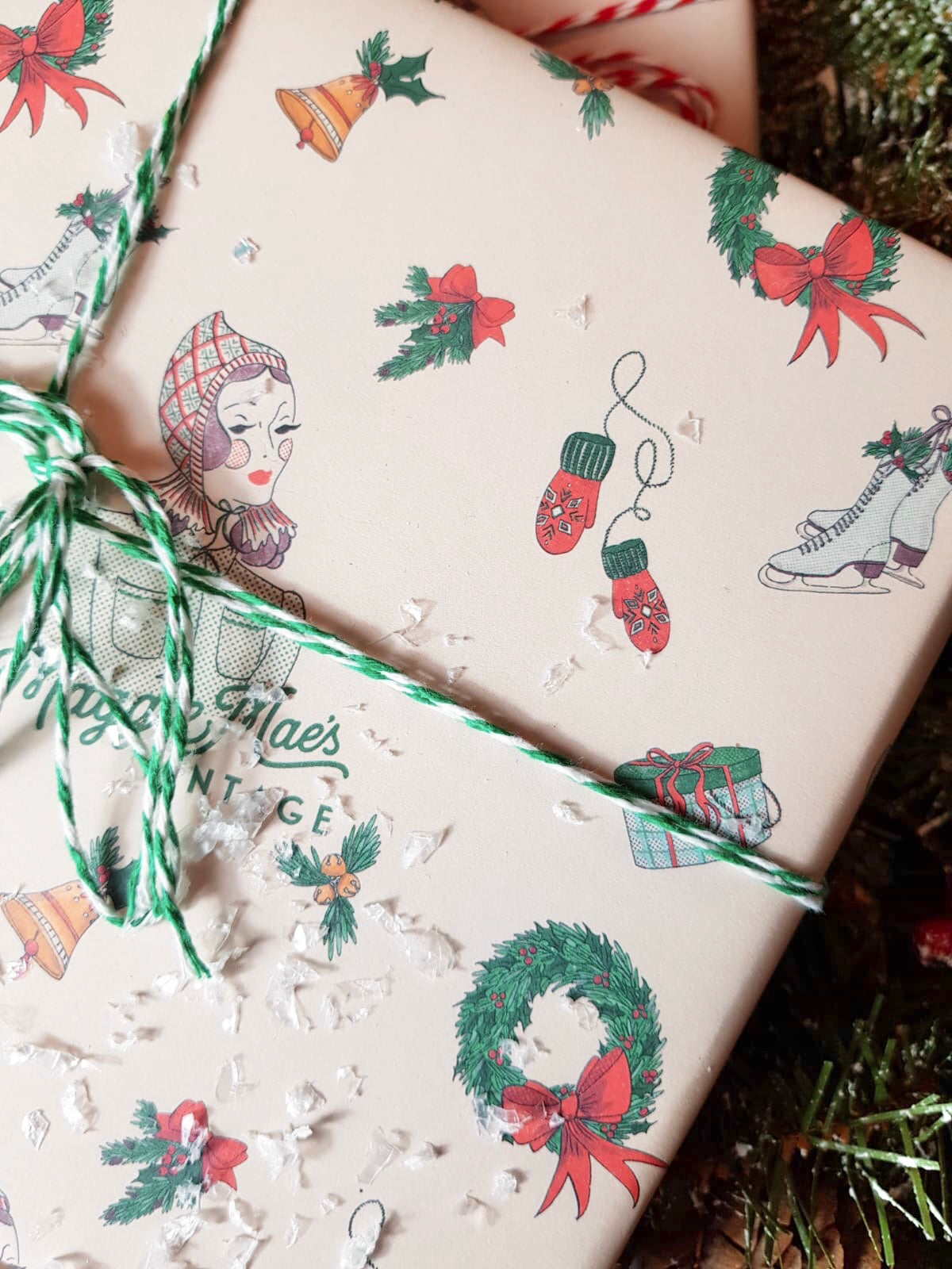 Gift Wrapping Service with Festive Wrapping Paper & Ribbon / Twine - Exclusively Designed By Shropshire Illustrator Hannah Chumbley