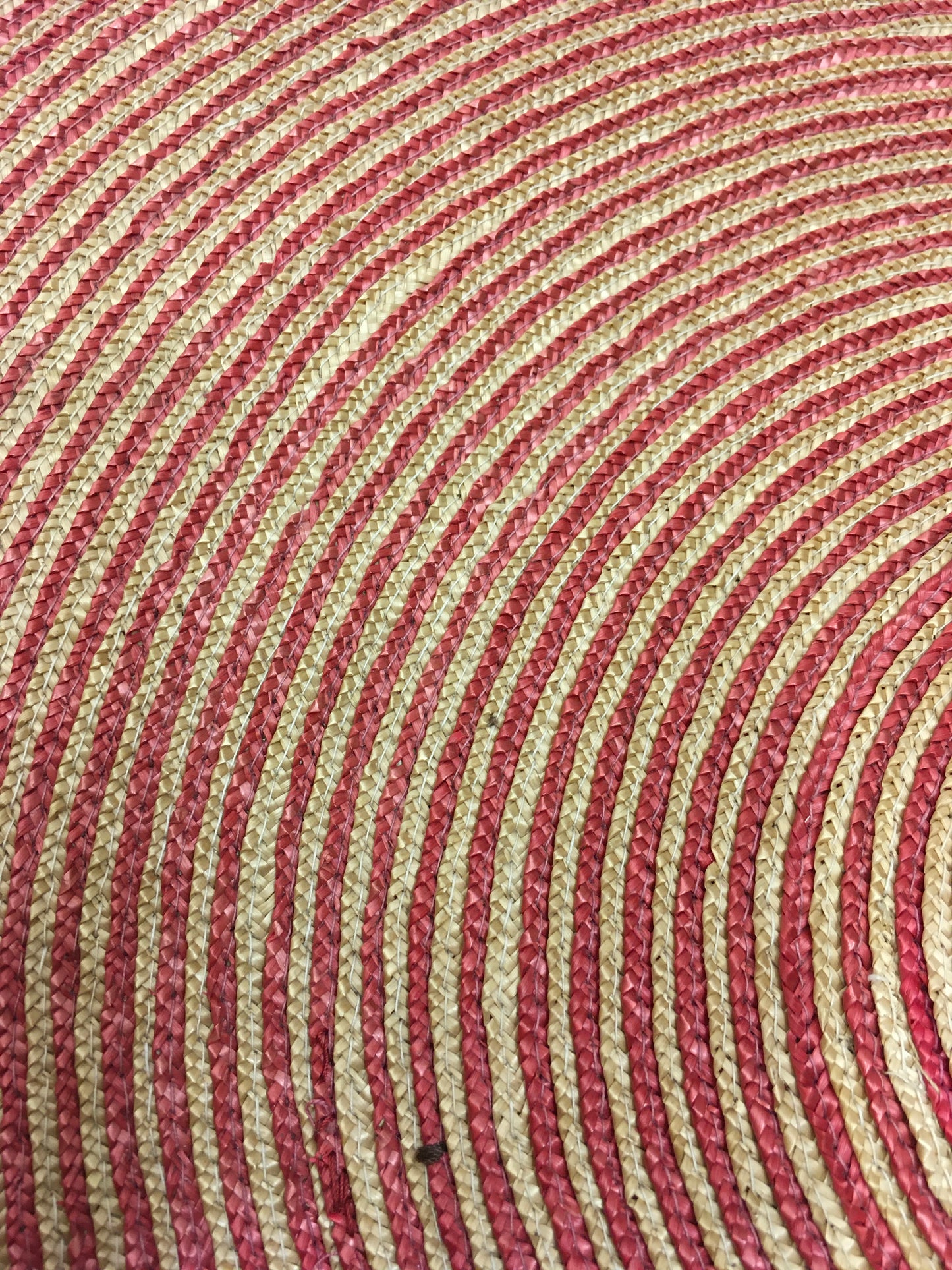 Original 1940’s Wide Straw Sun Hat - In A Beautiful Red & Natural Straw