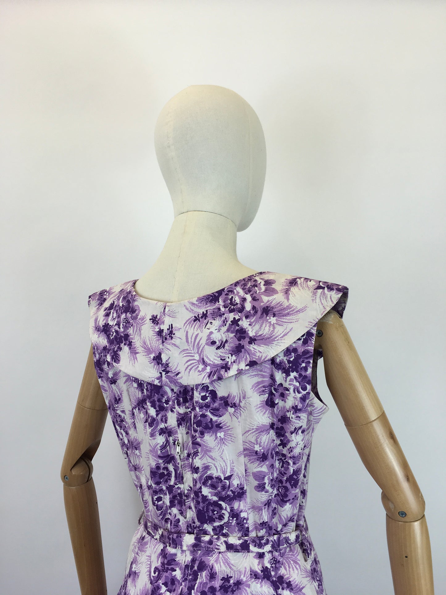 Original 1950’s Cotton Day Dress - In A Darling Rich Purple and Soft Lilac Floral