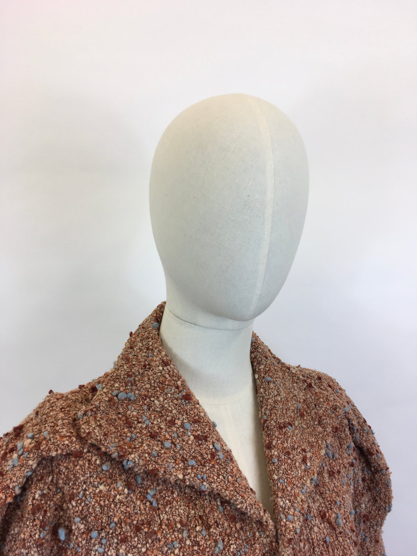 Original Late 1930’s Early 1940’s Knitted Cardigan / Jacket - In Pumpkin Spice, Soft Peach, Cinnamon and Powder Blue