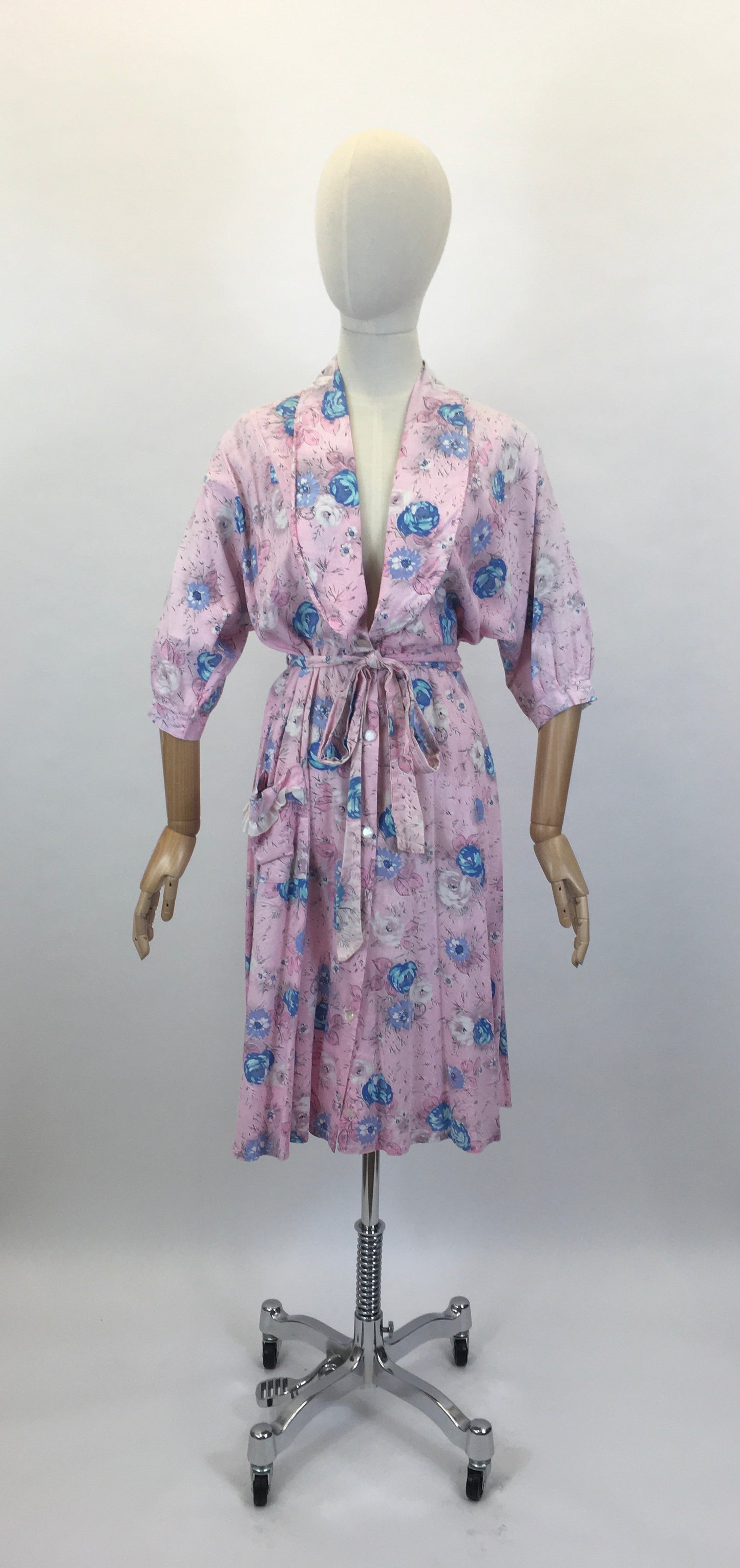 Original 1950’s Floral Cotton Dressing Gown - As is Condition