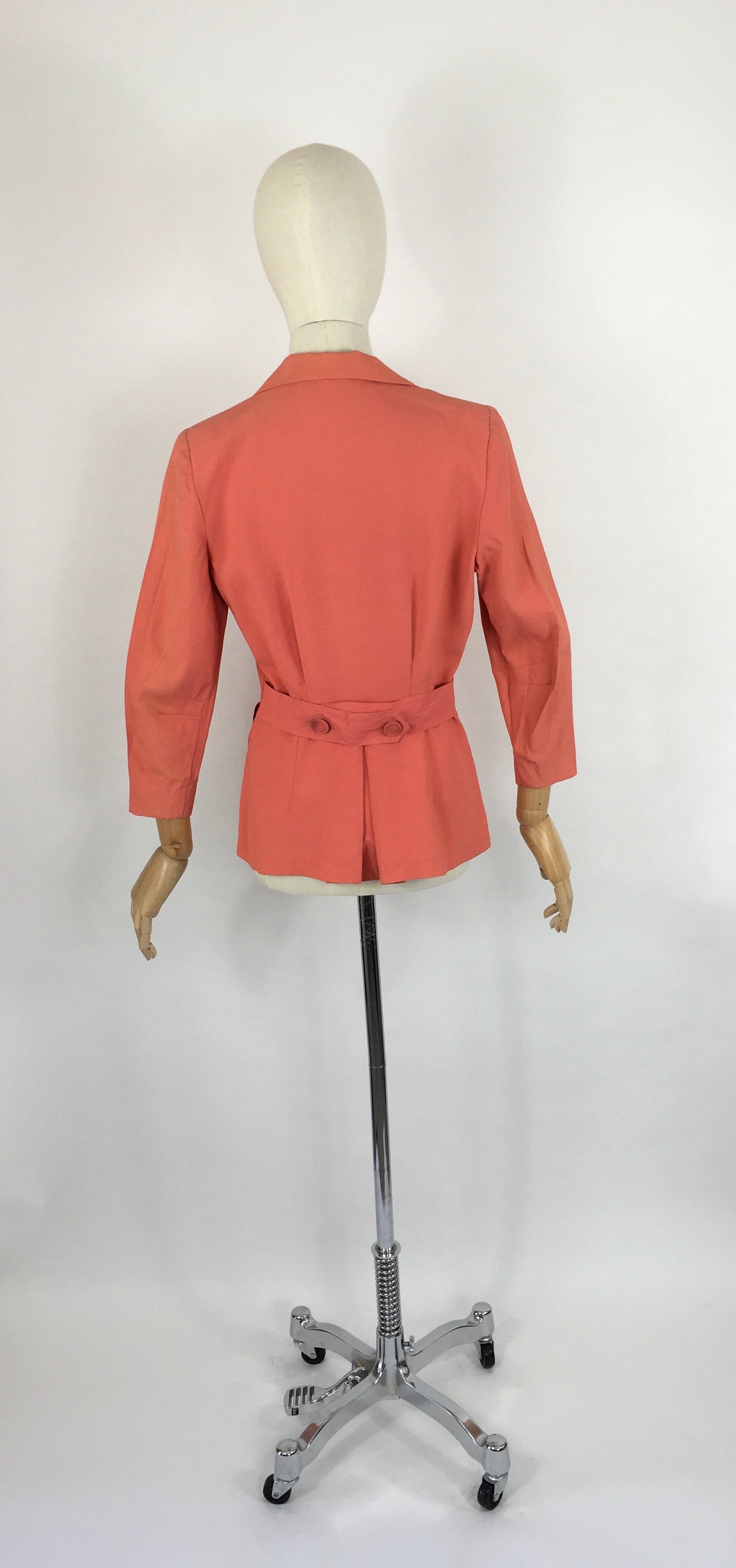 Original 1940s  Summer Jacket With Back Belt Detailing  - In A Fabulous Coral Colour ‘ A Bobby Ann Original’