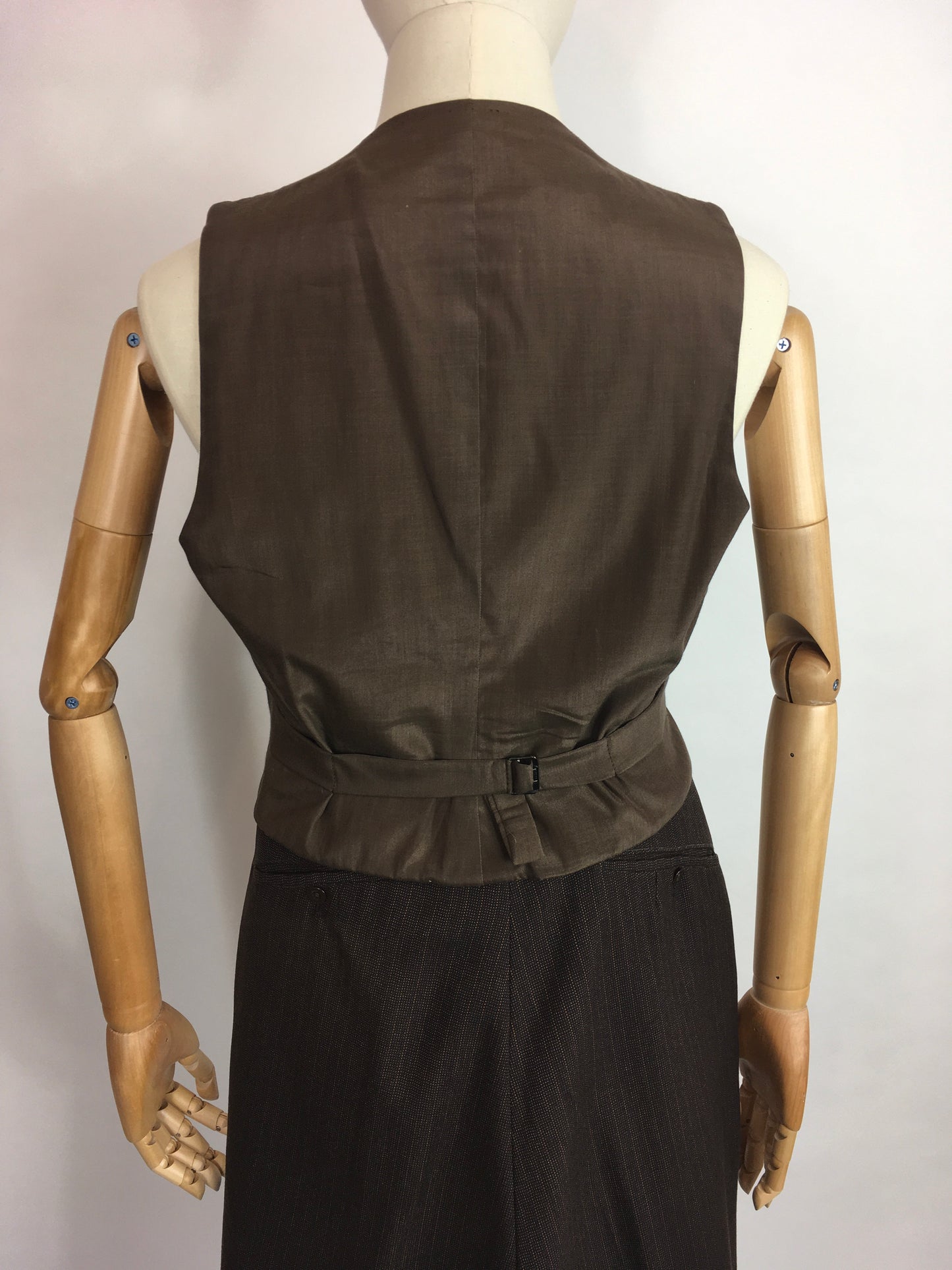 Original 1940’s Gents 2pc Waistcoat and Trousers Set - Made from A Lovely Brown Cloth with Orange Pinstripe