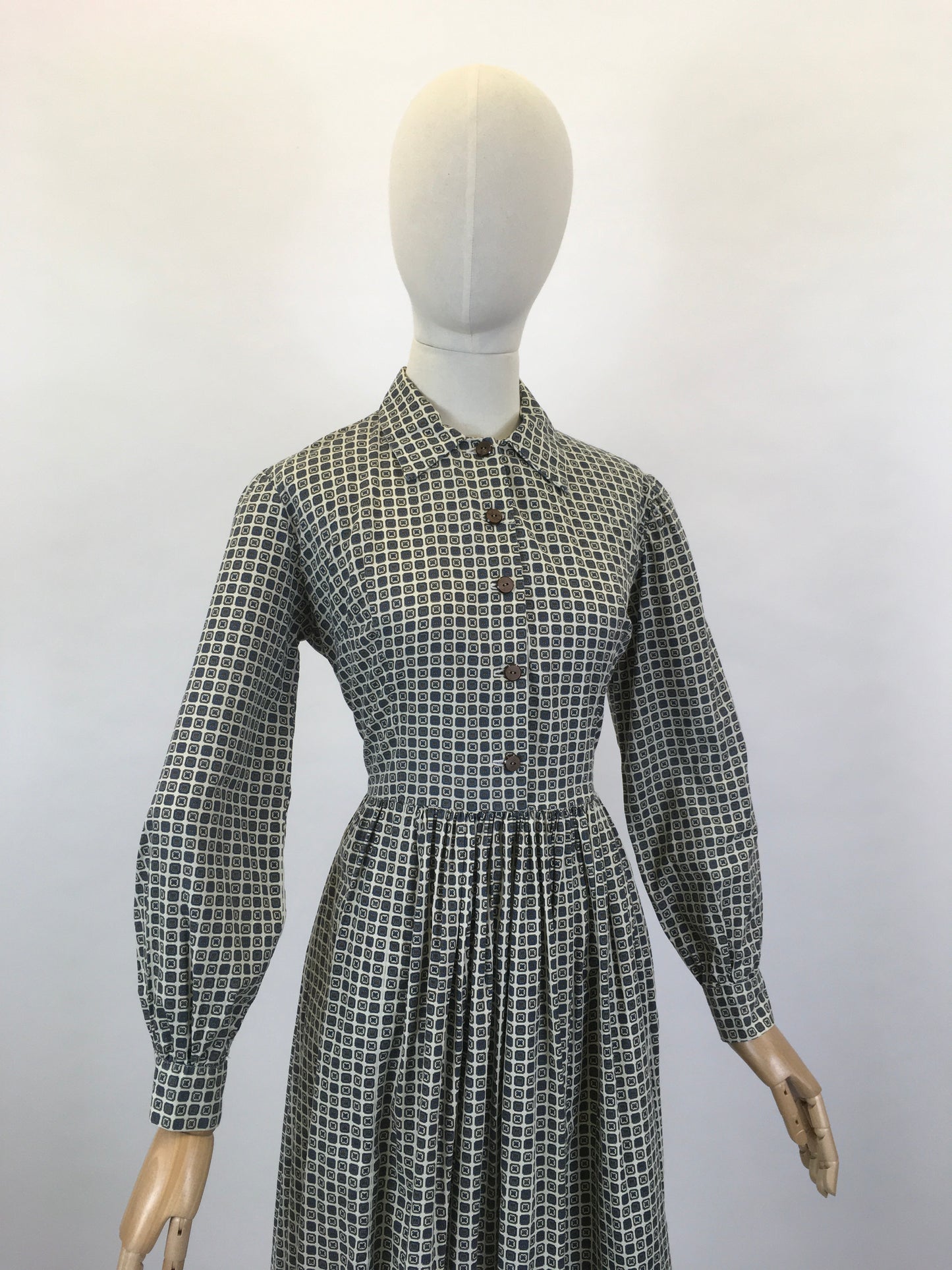 Original 1950’s Fabulous ShirtWaister Dress - In A Geometric Print Cotton