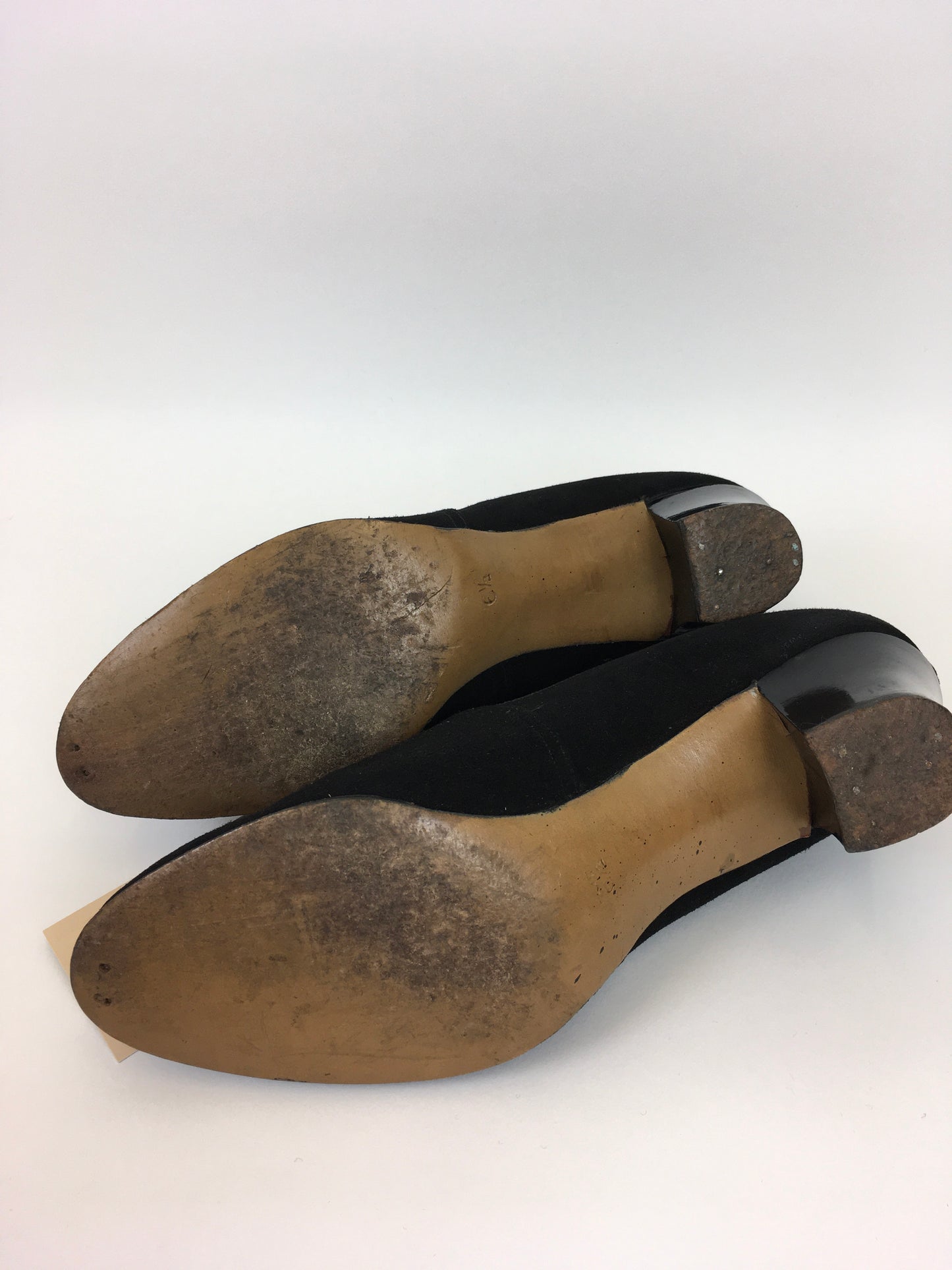 Original 1940s CC41 Black Suede Shoes - With a Shapes Bow Detailing to the Front Uk 6.5