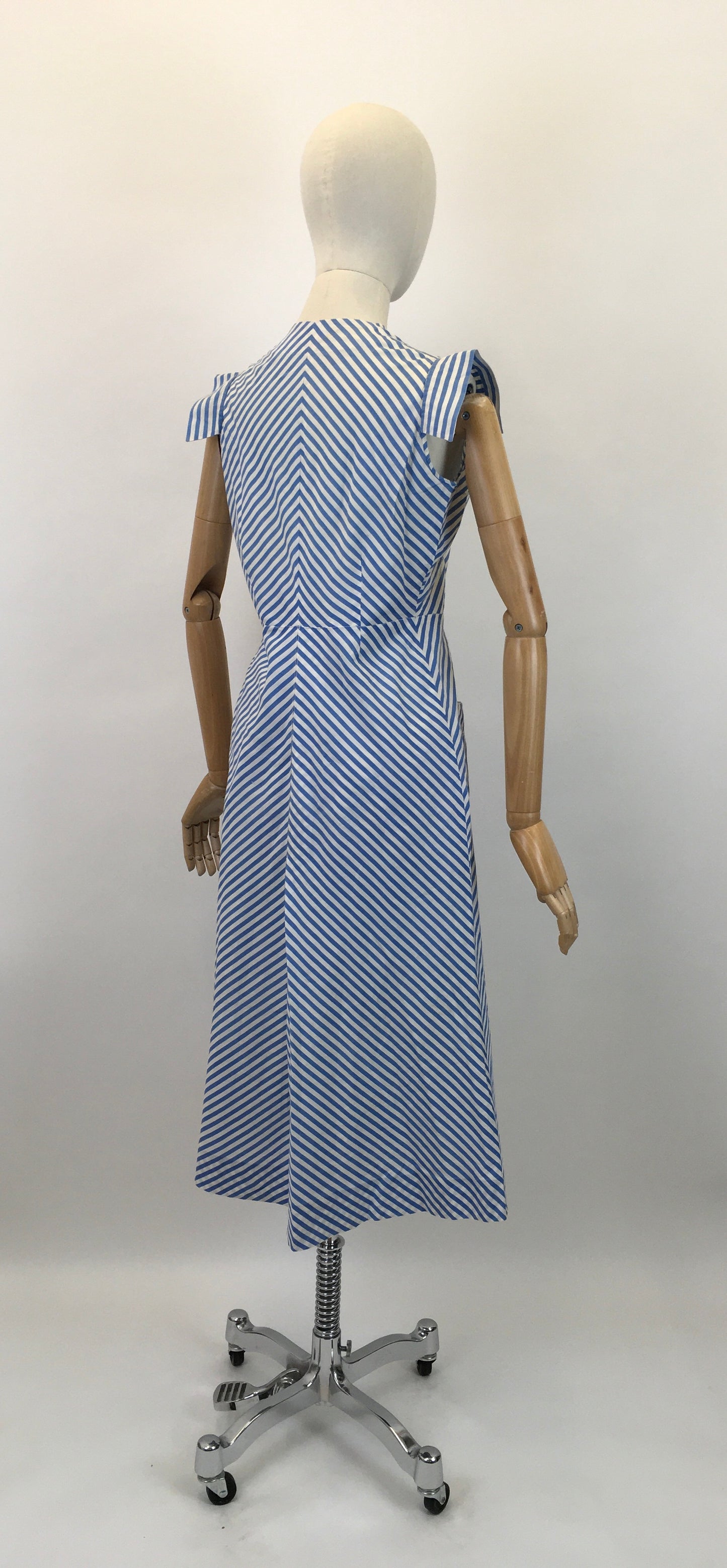 Original 1930's Sensational Dress & Shorts Set - In A Classic Blue & White Stripe