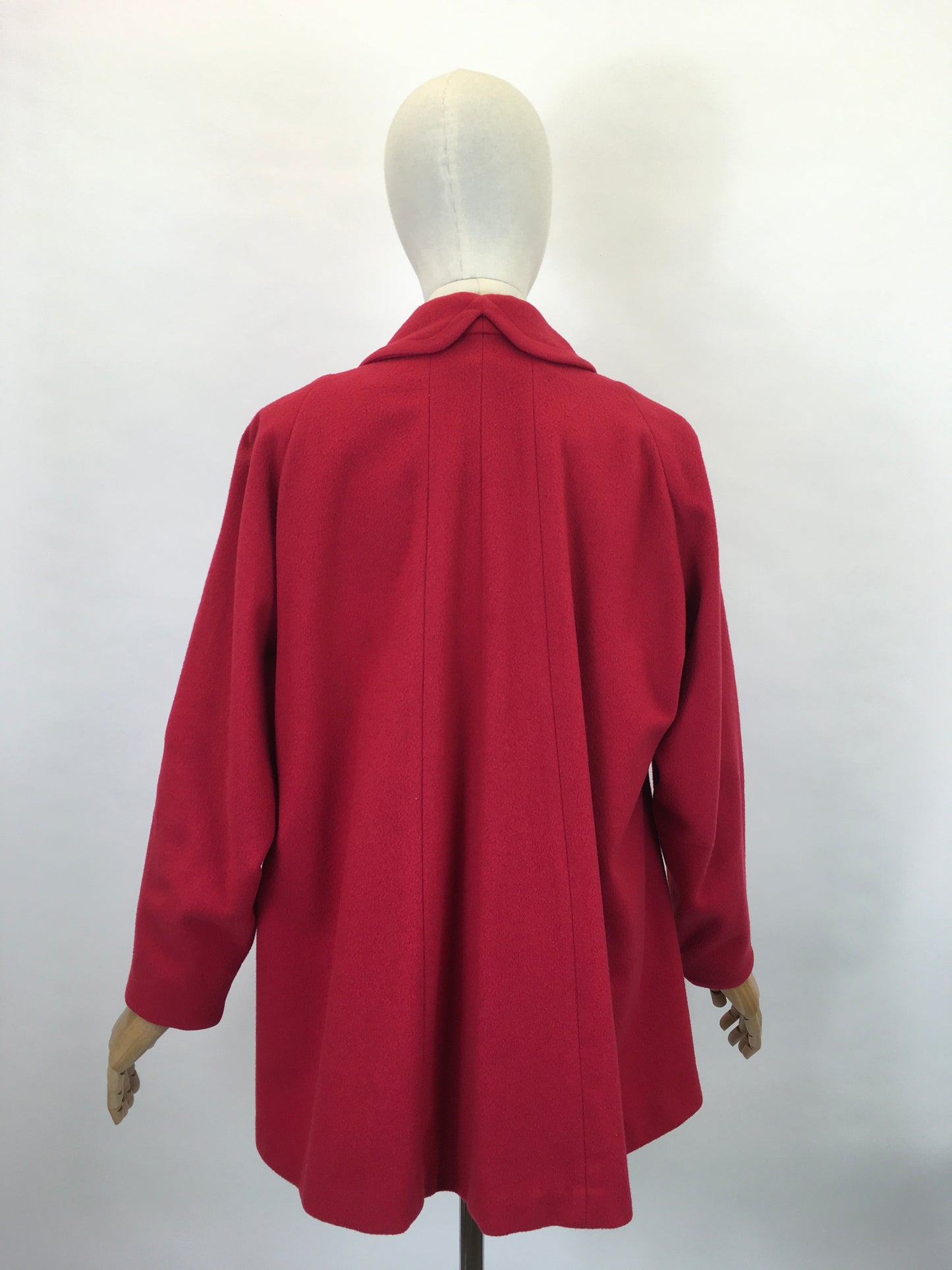 Original Late 1940’s Raspberry Red Swing Jacket - With Stunning Detailing