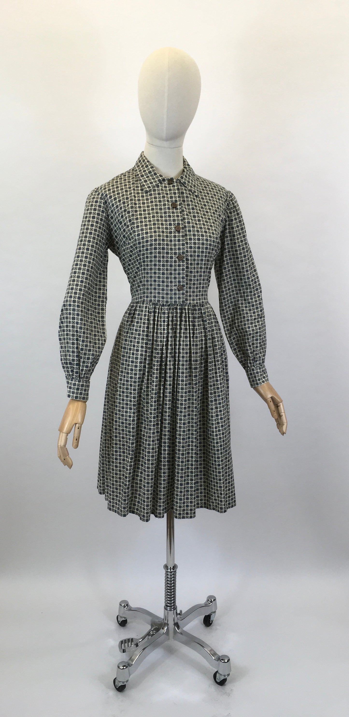 Original 1950’s Fabulous ShirtWaister Dress - In A Geometric Print Cotton
