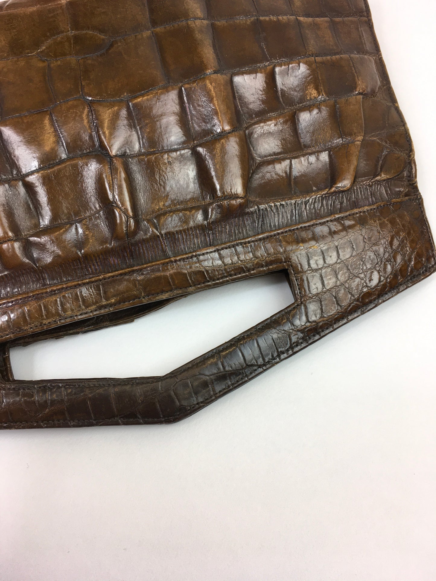Original Late 1930’s early 1940’s Crocodile Skin Handbag - In A Lovely Warm Brown