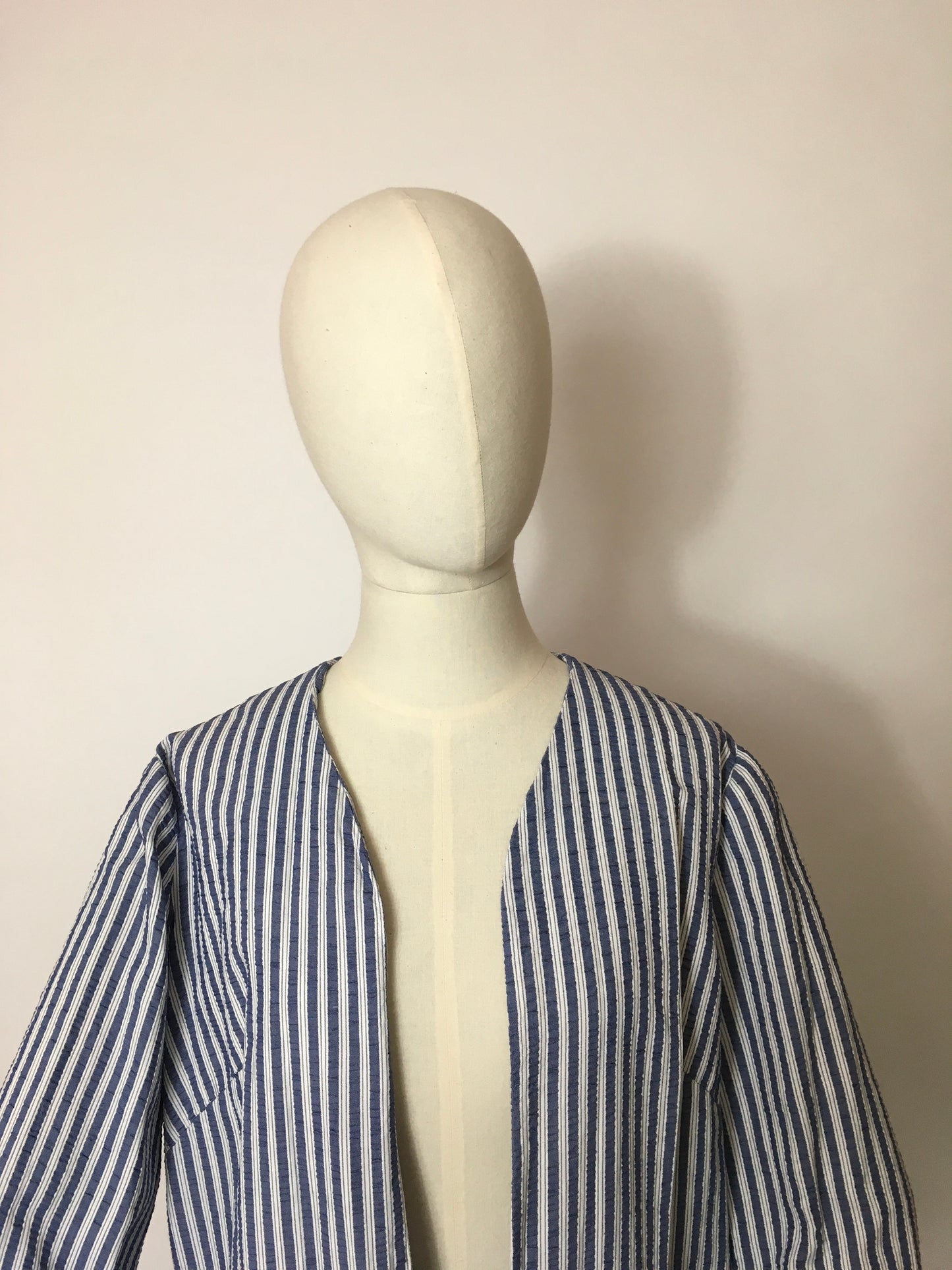 Original 1950s Summer Suit In a lovely Lightweight Seersucker fabric - Blue & White Stripes