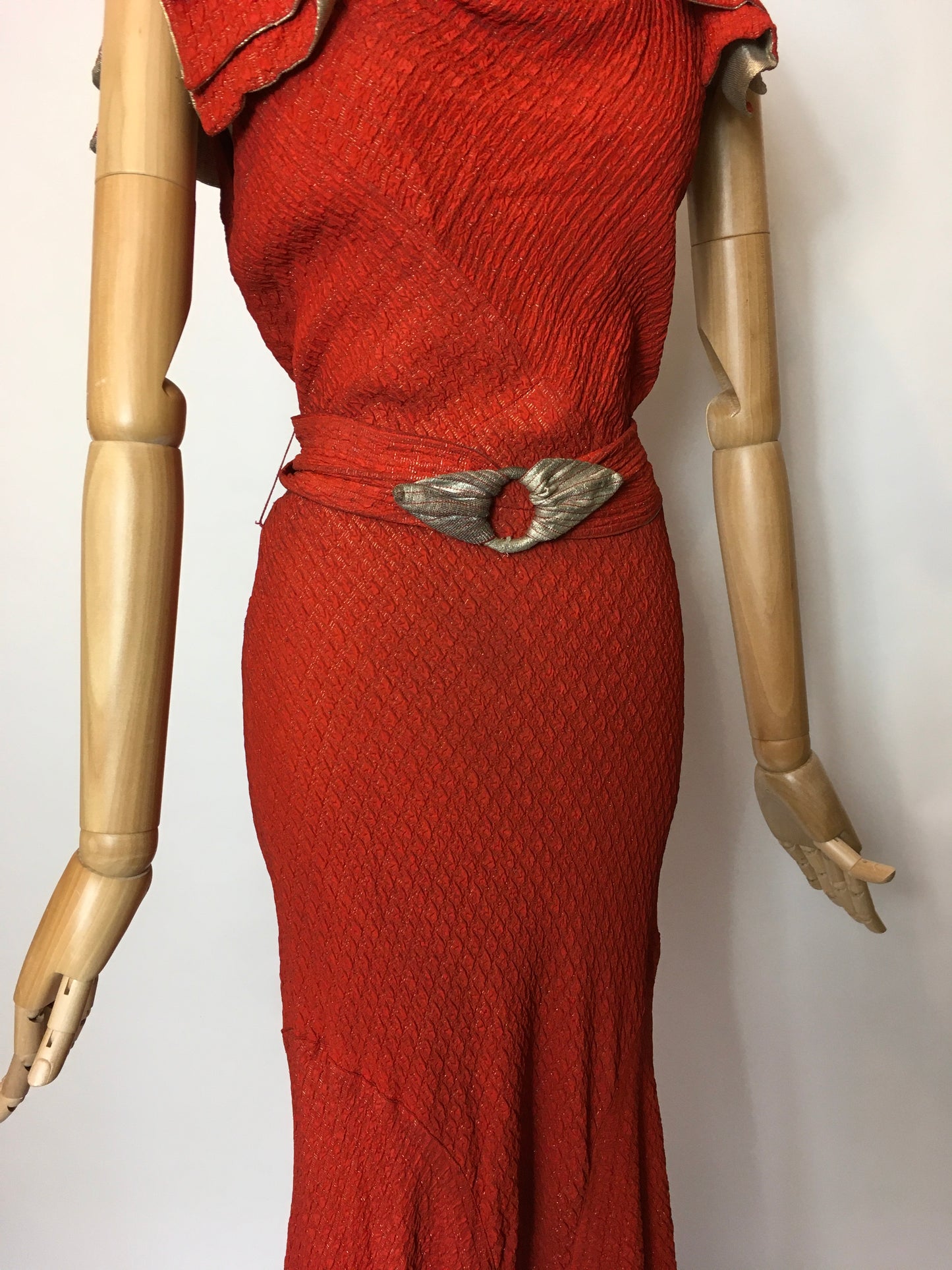 Original 1930’s Stunning Rust and Lame Bias Cut Gown - Festival of Vintage Fashion Show Exclusive